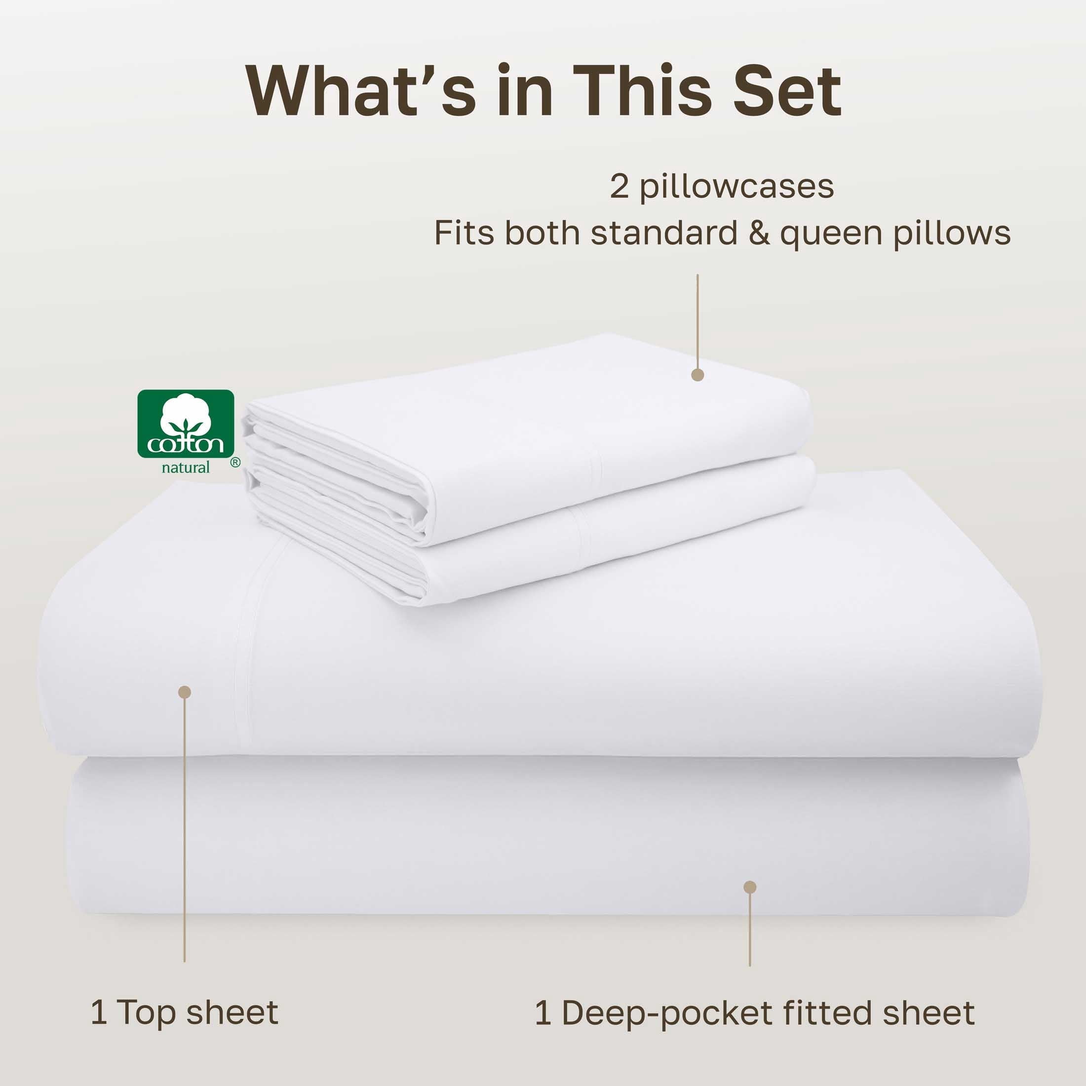 Premium Egyptian Cotton 100% Cotton Queen Sheets Set - 600 Thread Count 100% Cotton Sheets Queen, Sateen Deep Pocket Adult/Teen 4 Piece Bed Sh - Cooling Hotel Quality Bedding Sheets and Pillowcases Detail