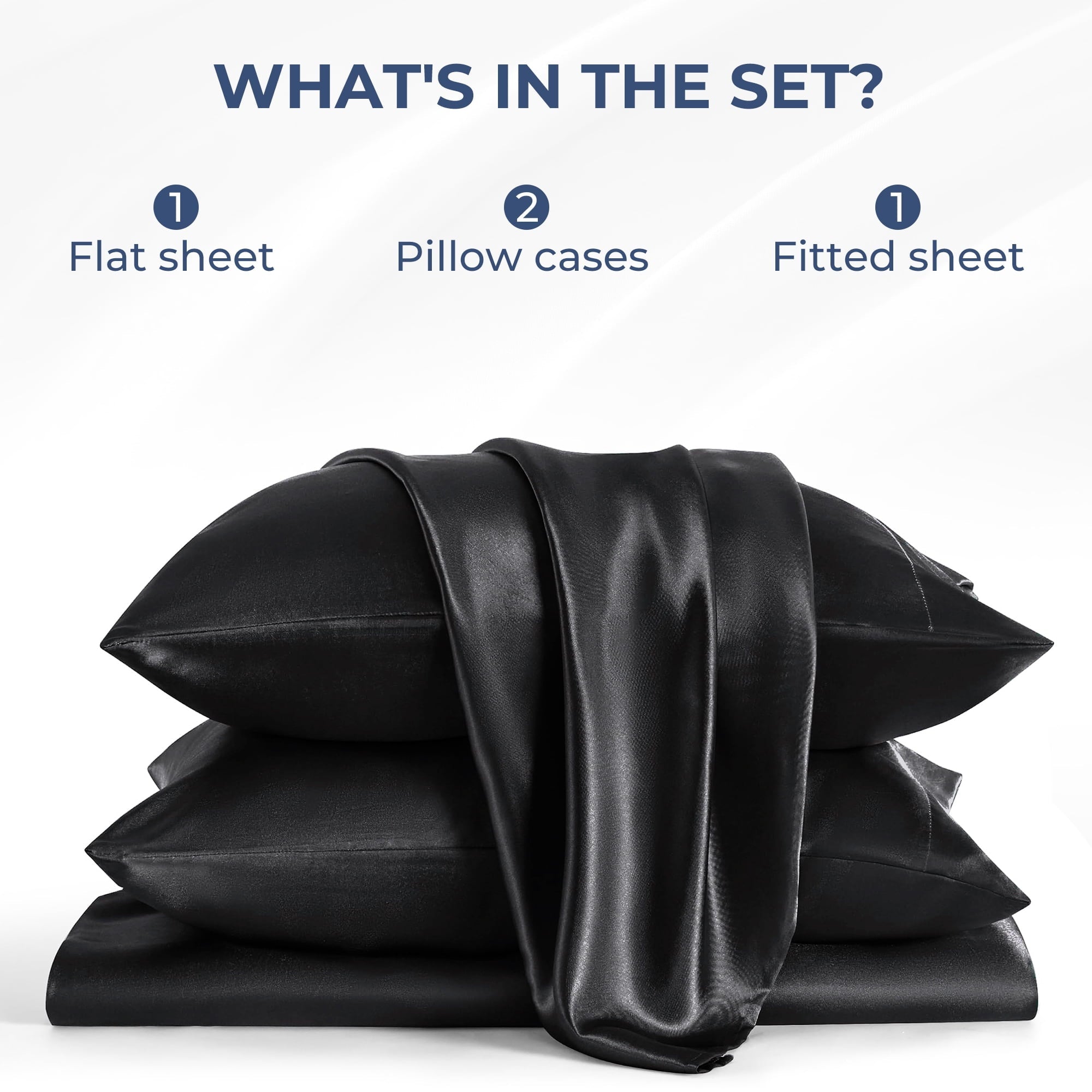 Premium Egyptian Cotton Set, Queen, Silky Bed s, 4 Pieces,Black - Cooling Hotel Quality Bedding Sheets and Pillowcases Detail