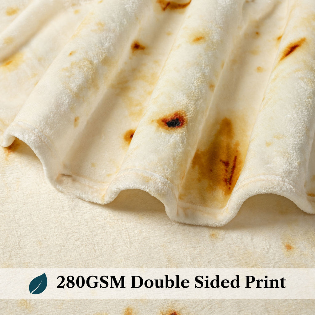 Cozy Fleece Burrito Tortilla Blanket, Double Sided Taco Flour Wrap Novelty Throw for Adult Kid Teen, Realistic Food Blanket, Funn... - Luxury Knitted Decorative Throw Blanket with Fringes Detail
