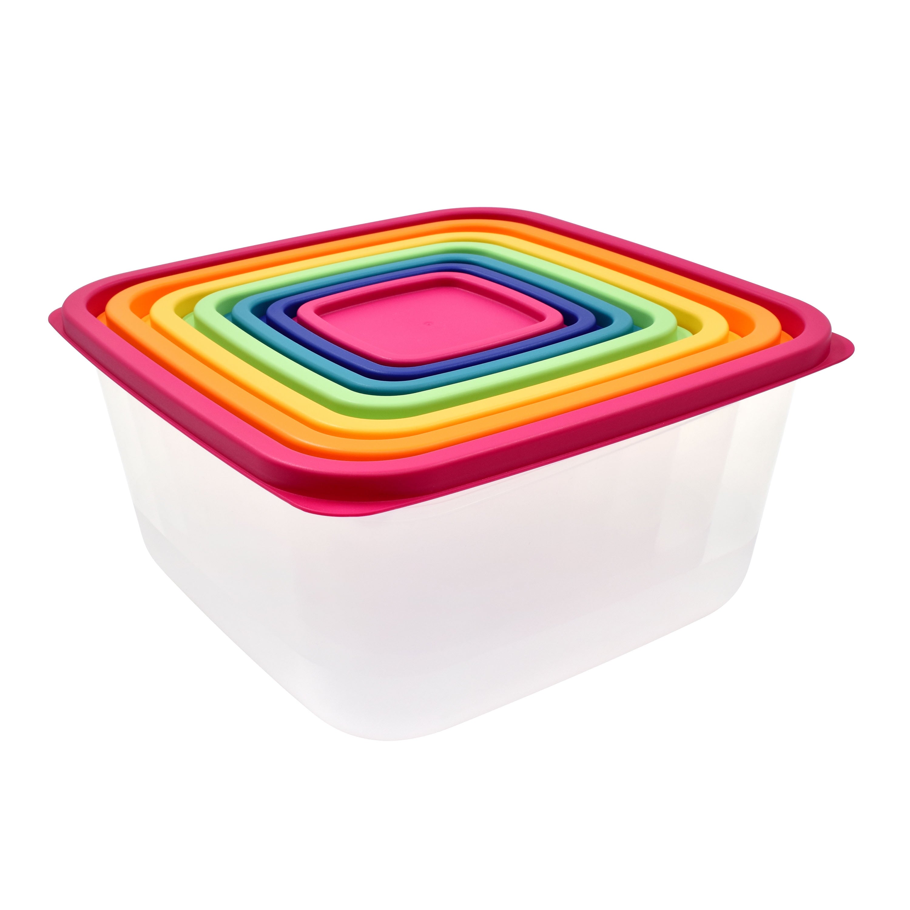 Fun Food Fidget Plastic Rainbow Food Storage Set, Multi Color, 14 Count, Best Used for Leftover Storage and Reheating - Playful Star & Heart Shaped Geometric NeeDoh Detail