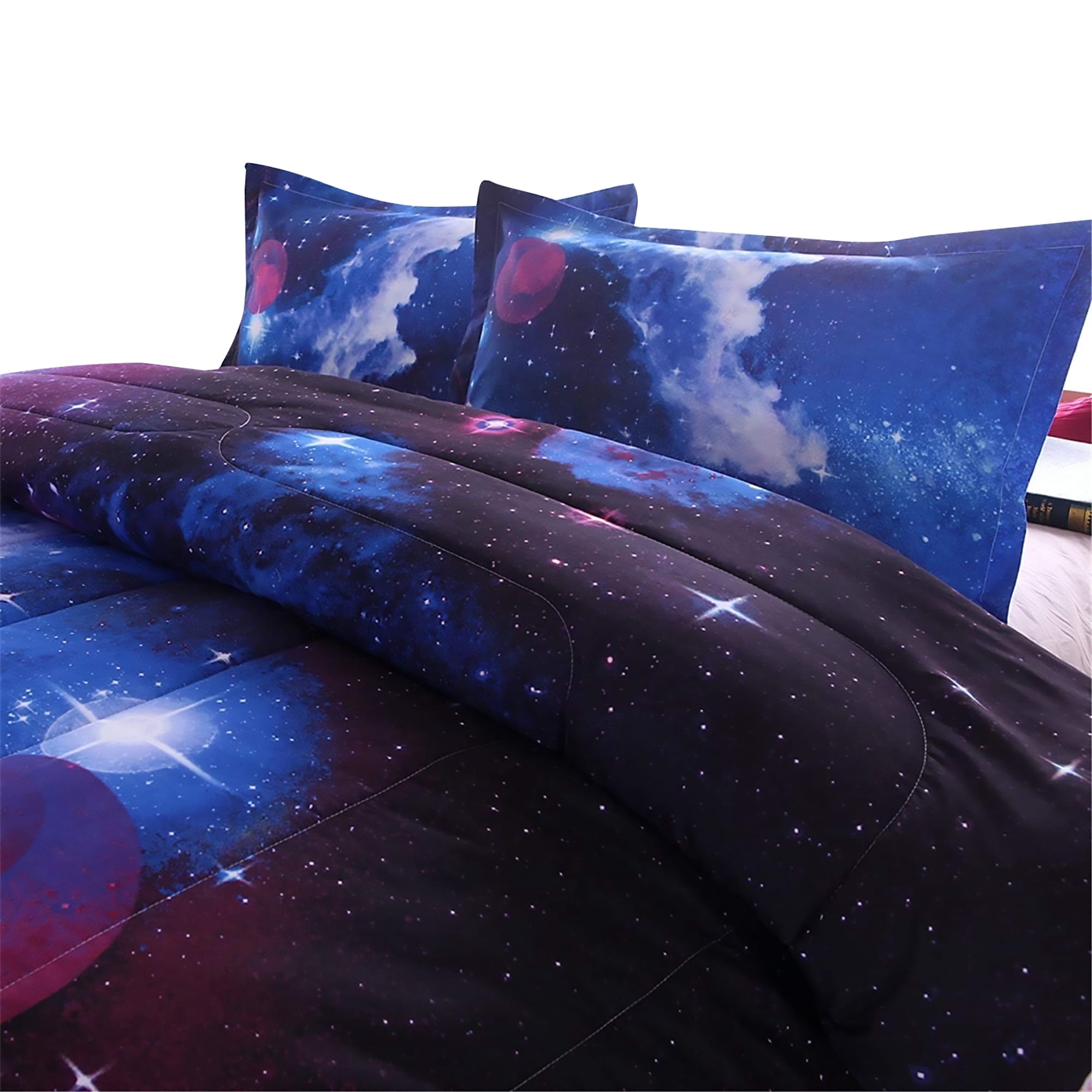 Heavyweight Warmth Galaxy Bedding Sets Outer Space Comforter 3D Printed Space Quilt Set Full Size for Kids Blue - All-Season Down Alternative Comforter Insert Detail