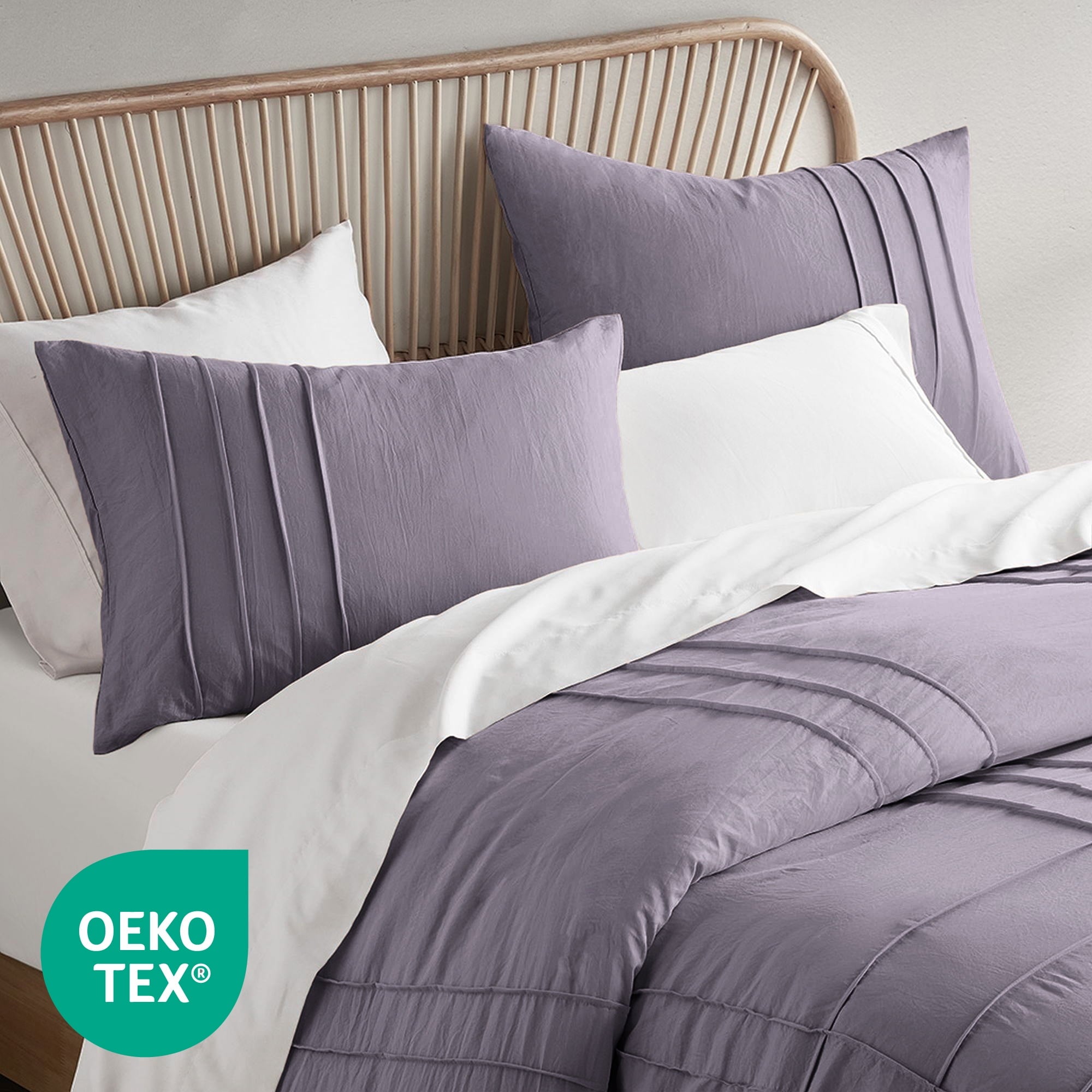 Heavyweight Warmth Full/Queen Comforter Set, Boho 3-Piece Pintuck Stitching Bedding Set, Soft Washed Pleated Bed Sets with Pillow Shams,... - Luxurious Quilted Duvet Cover Set Detail