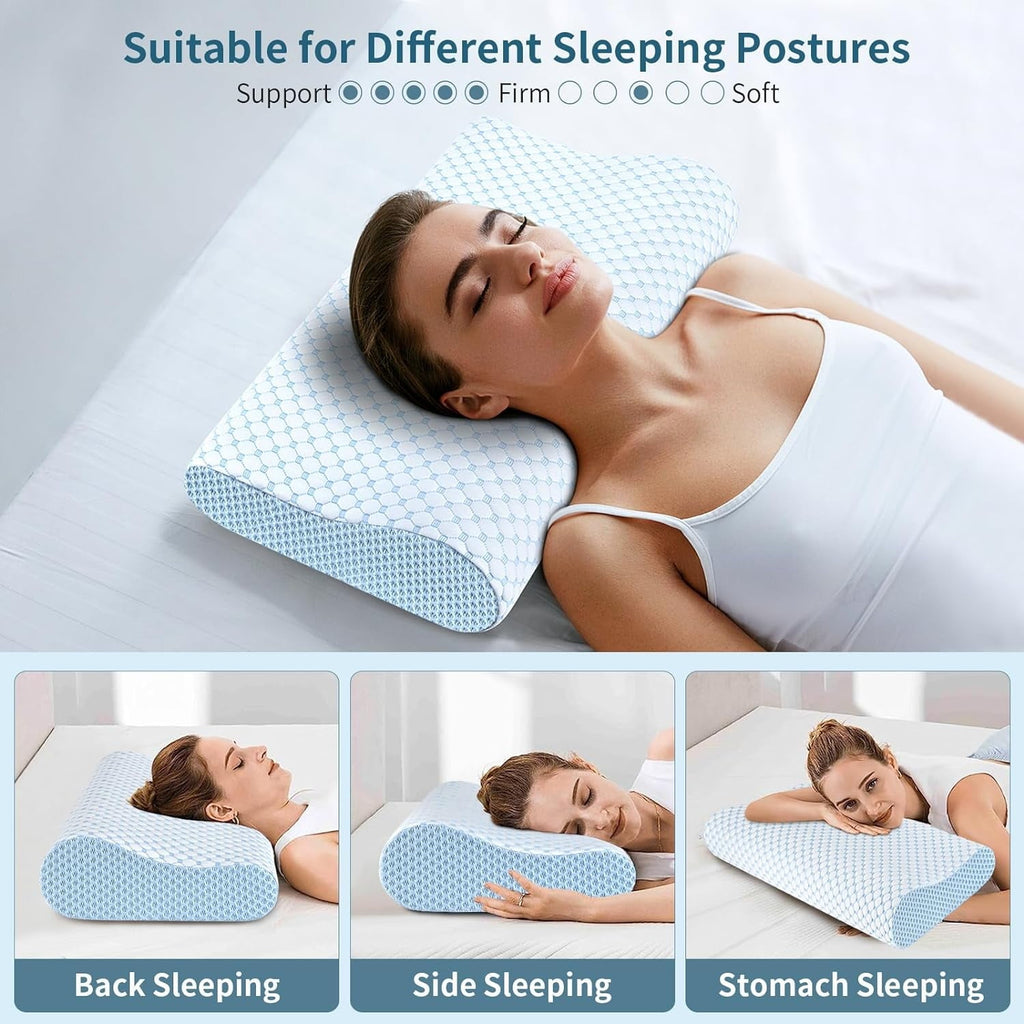 Hotel Collection for Neck Pain Relief, Contour Memory Foam s for Sleeping, Odorless Ergonomic Adjustable Orthopedic Cooling Bed Neck S... - Hotel Quality Plush Sleeping Pillows Detail