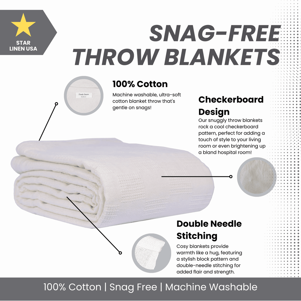 Decorative Knitted Hospital Thermal Blanket Throw Snag Free | 100% Cotton | Twin 66"x90" | White (1) - Cozy Fleece Throw Blanket for Couch & Bed Detail