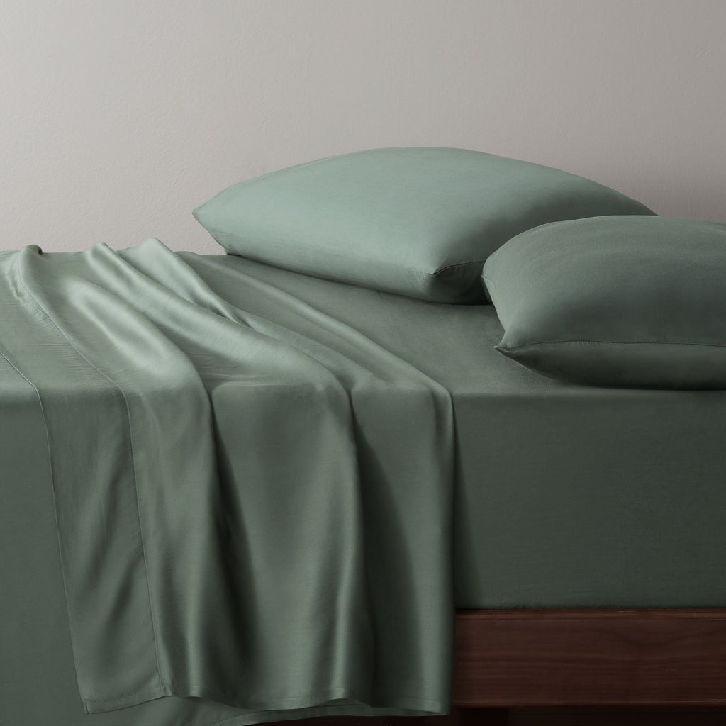 Cooling Sateen 4-Piece & Silky Serenity 100% Bed Sheets Set, Flagstone, Queen - Cooling Hotel Quality Bedding Sheets and Pillowcases Detail