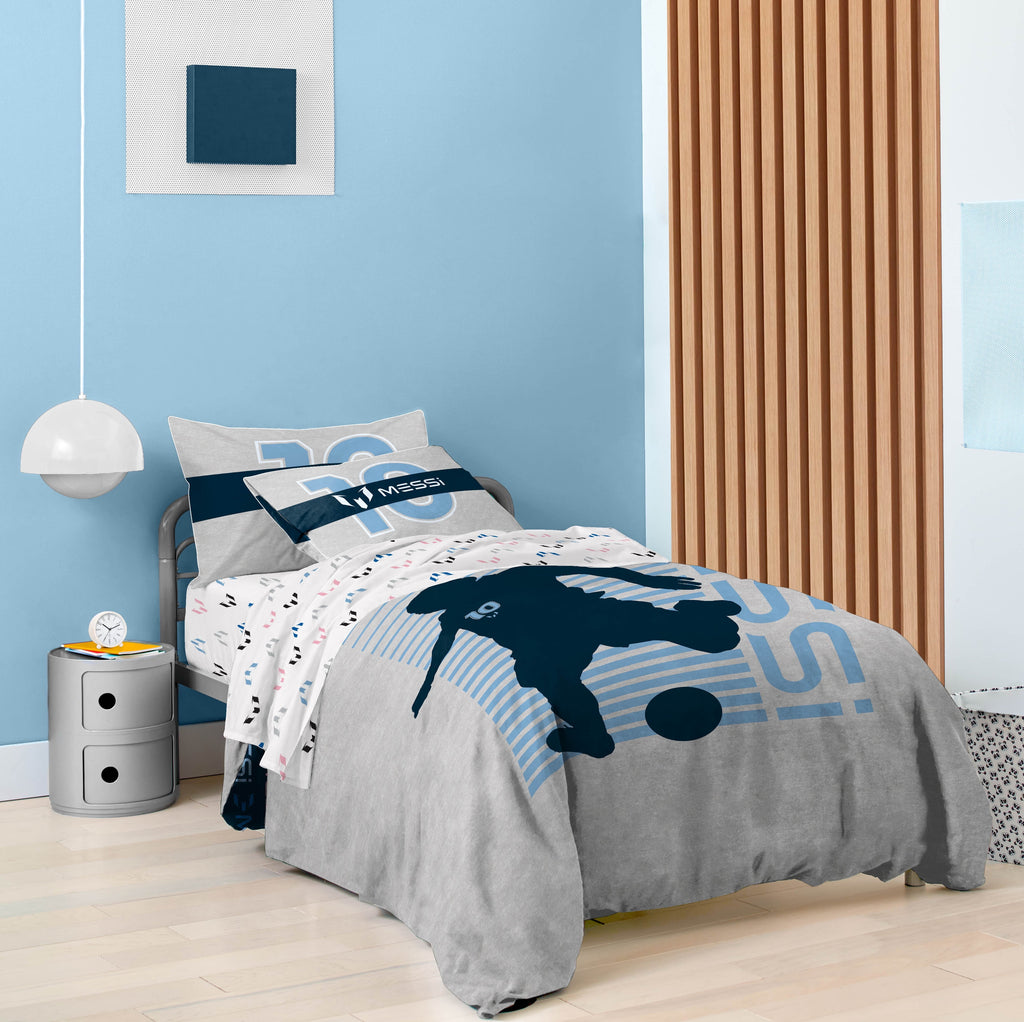 Luxurious Quilted Kids 2 Piece Grey Reversible Comforter and Pillowcase Set, Twin/Full - Cloud-Like Soft Lightweight Bed Comforter Detail
