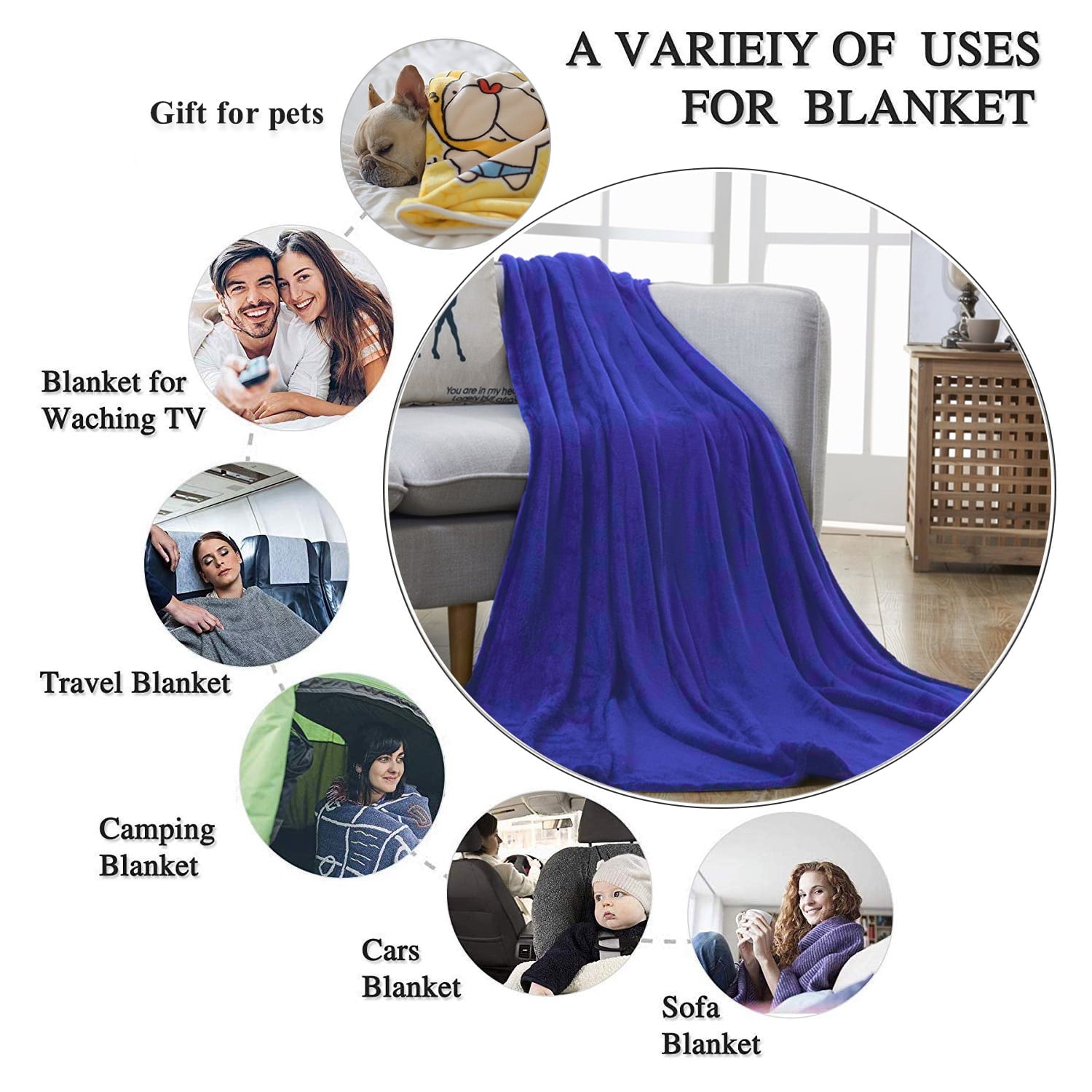 Lightweight Warm Large Navy Fleece Throw Blankets, Throw Size Soft Fuzzy Blanket for Women Men and s, All Season Lightweight Microfibe... - Luxury Knitted Decorative Throw Blanket with Fringes Detail