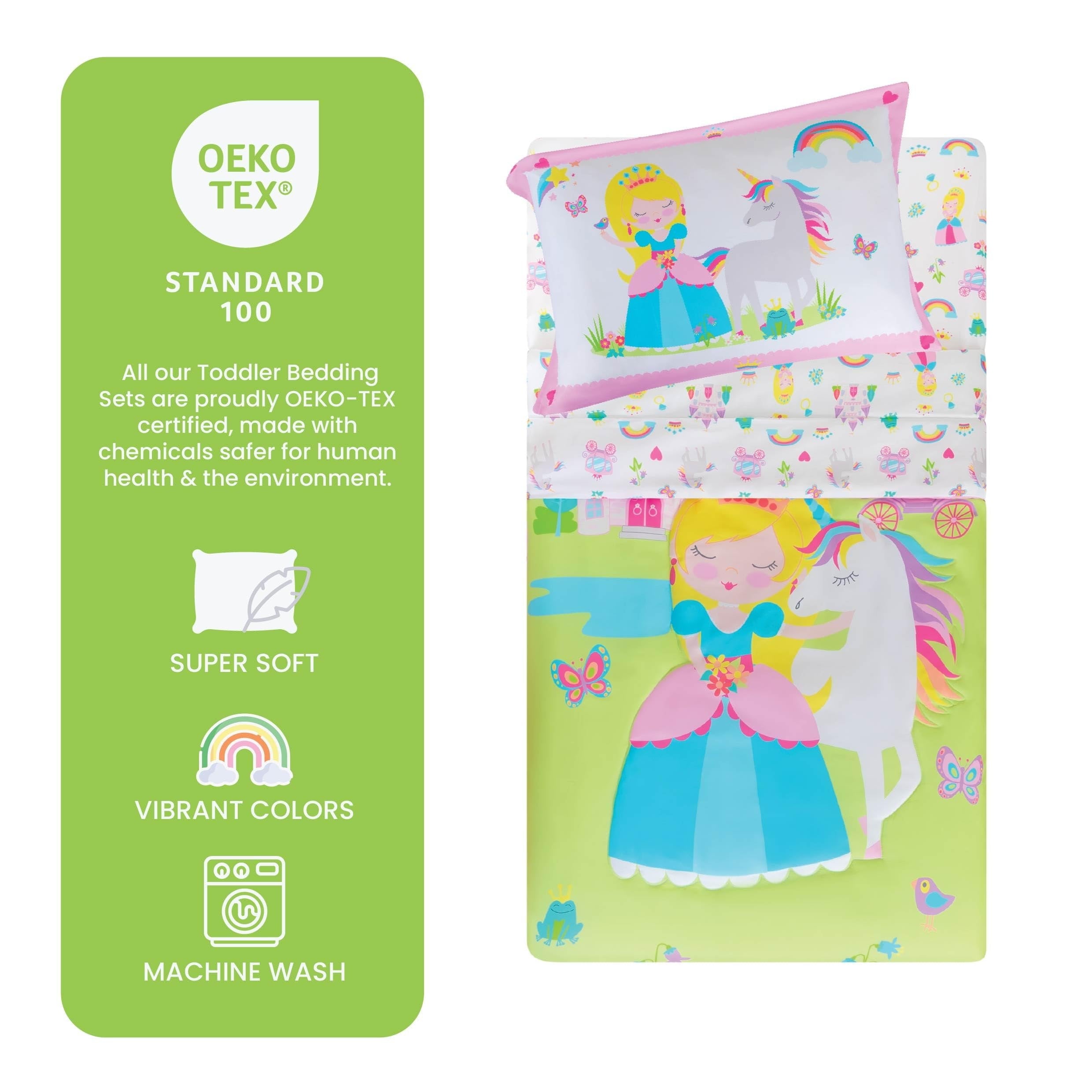 Hypoallergenic Cloud Princess Toddler Bedding Set for Girls - 4-Piece Toddler Bed Comforter Sets for Girls, Reversible Comforter & Pillowc... - Cloud-Like Soft Lightweight Bed Comforter Detail