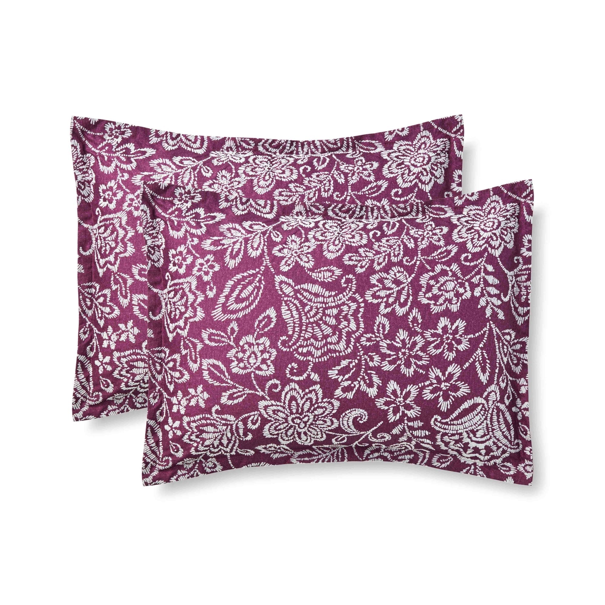 All-Season 5-Piece Jacquard Comforter Set with Decor Pillow and Throw Purple Flocking Embroidery Bedding Set, Full/Queen - Luxurious Quilted Duvet Cover Set Detail