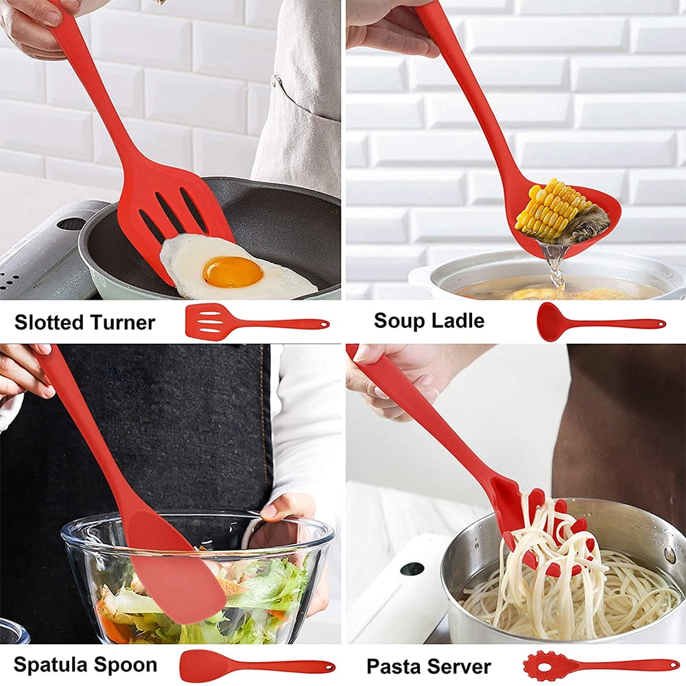 Chef-Quality 14 Pcs Cooking Utensils Set with Holder, Heat Resistant Silicone Kitchen Cookware Utensils Set, Kitchen Cooking Tools... - High-Precision Culinary Tool for Baking & Cooking Detail