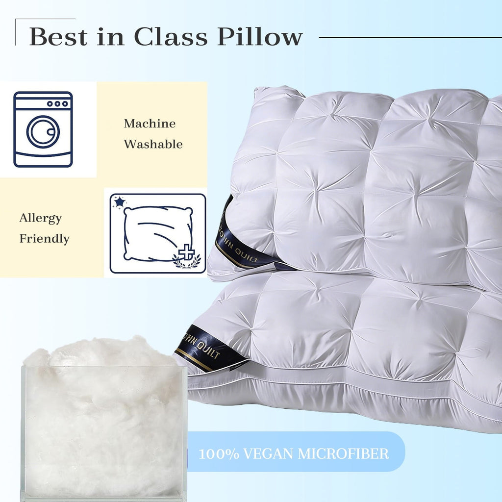Orthopedic Support 2-Pack White Twisted Bed Pillows (20" x 16.5") - Soft Plush Down Alternative, Breathable and Hypoallergenic, Standard... - Orthopedic Shredded Foam Bed Pillow Set Detail