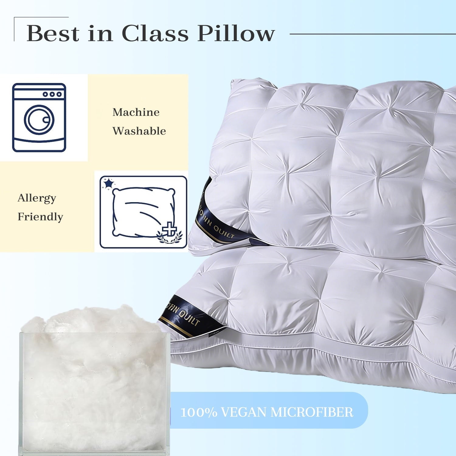 Orthopedic Support 2-Pack White Twisted Bed Pillows (20" x 16.5") - Soft Plush Down Alternative, Breathable and Hypoallergenic, Standard... - Orthopedic Shredded Foam Bed Pillow Set Detail