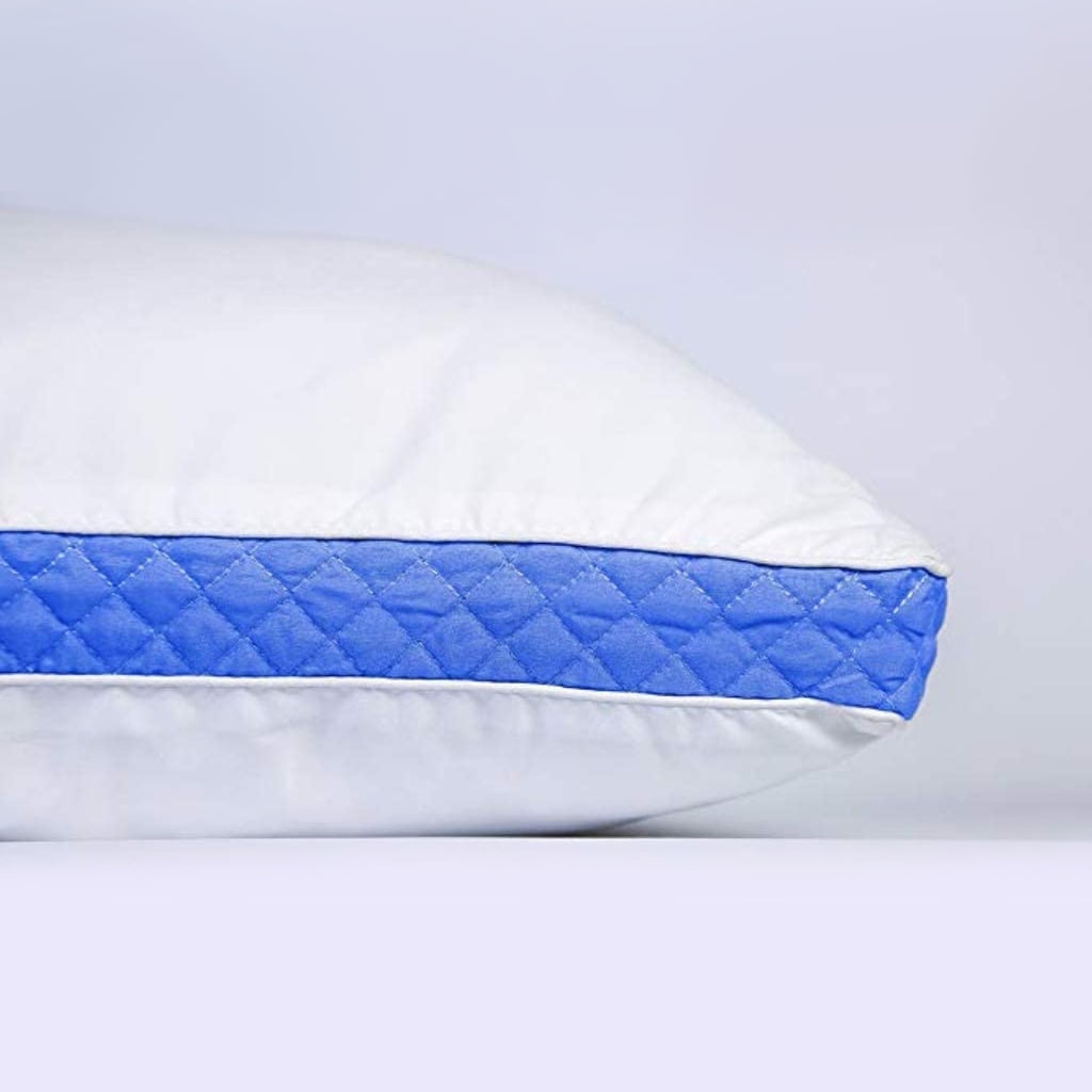 Ergonomic Memory Foam Gusseted Quilted King Size Bed Pillows Set of 2, Blue Bed Pillows for Side Sleepers and Back Sleepers - Orthopedic Shredded Foam Bed Pillow Set Detail