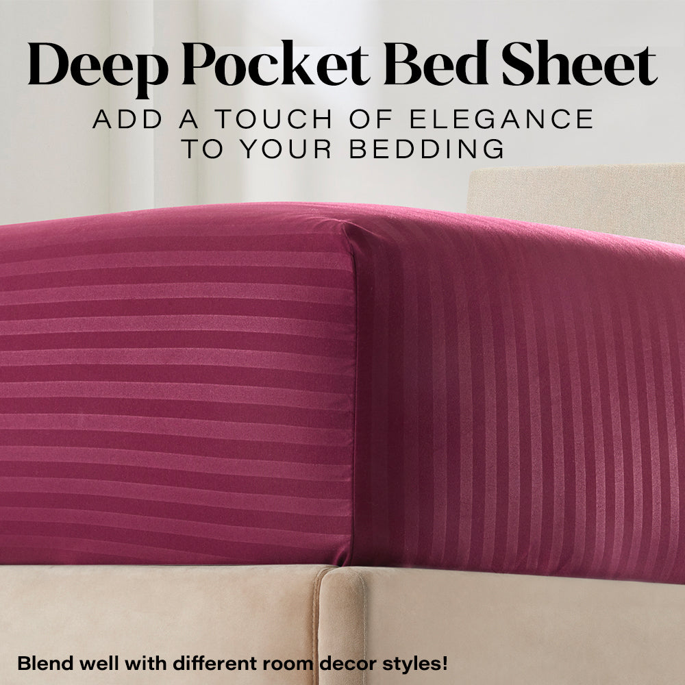 Ultra-Soft Bedding Set with Flat Sheet, Fitted Bed Sheet & Pillowcases, Full Burgundy - Premium Ultra-Soft Pillowcase Pair for Sleeping Detail