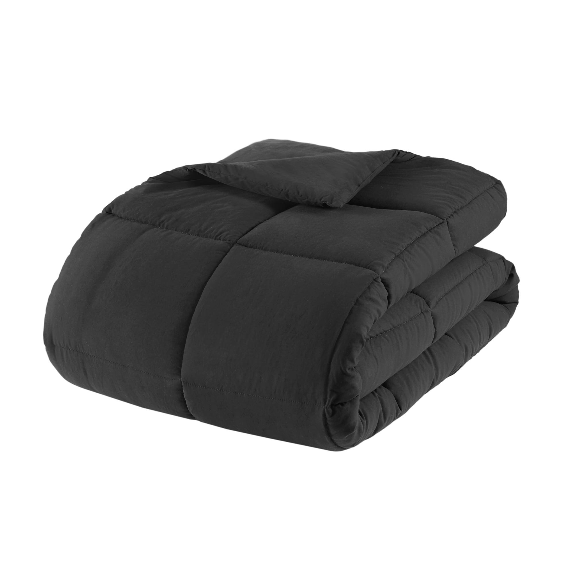 Fluffy Down Alternative All in One Down Alt Reversible Comforter and Sheet set- 5 Piece, Twin, Black - Cloud-Like Soft Lightweight Bed Comforter Detail