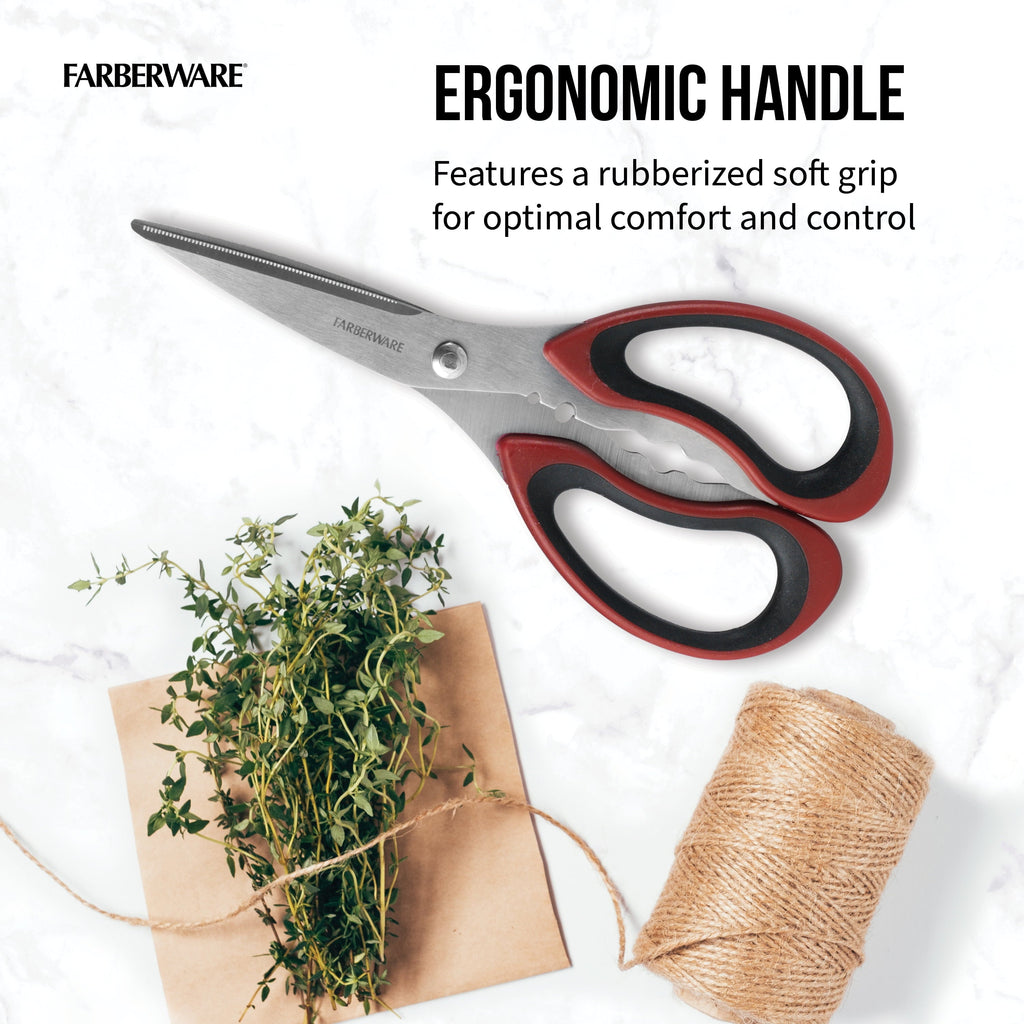 Multi-Functional Stainless Steel Kitchen and Herb Shears with Red and Black Handle - Multi-Functional Manual Food Chopper & Slicer Detail