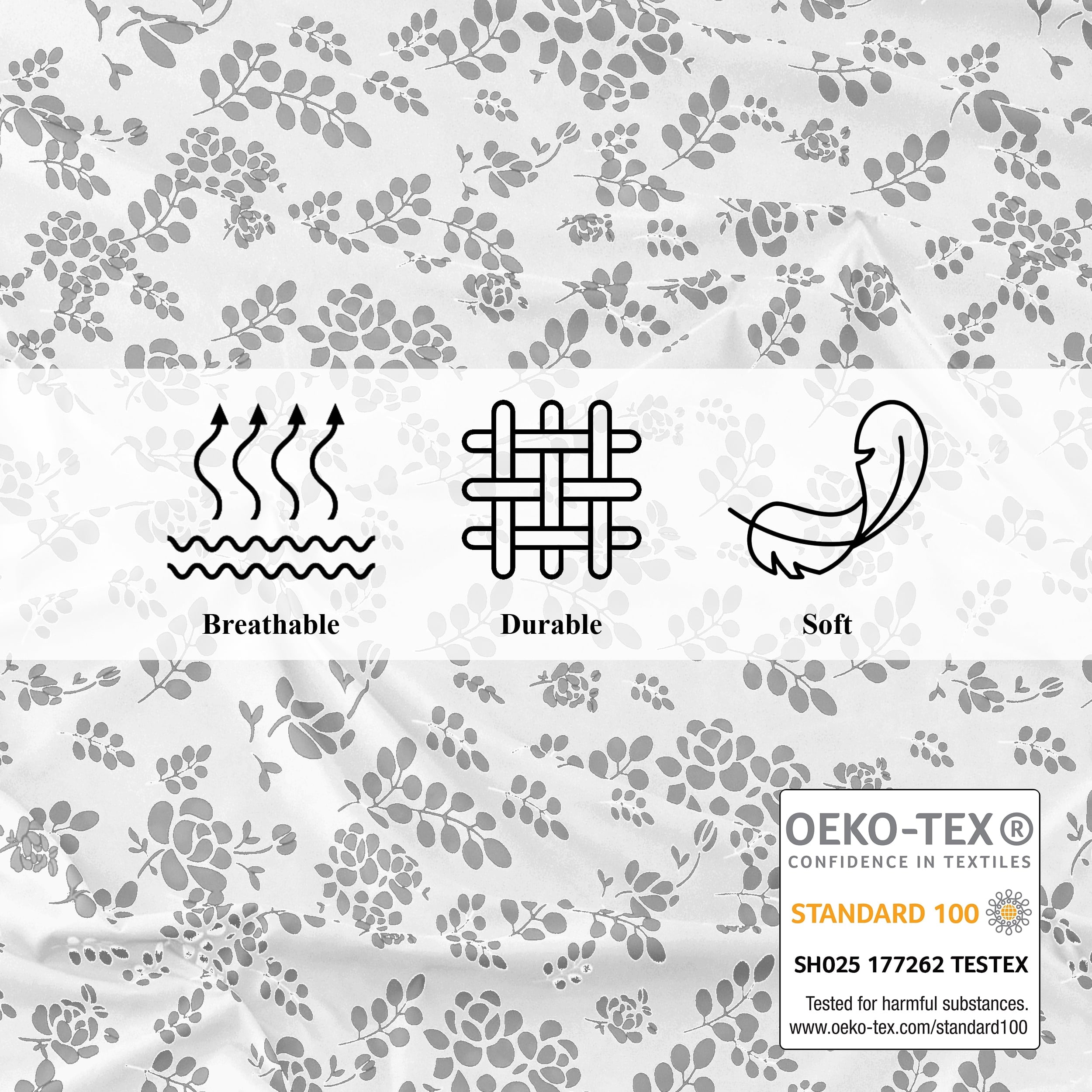 Breathable Luxury Lux Decor Twin Microfiber Bed Sheets - 3 Piece Floral Sheet Set, Soft Breathable Bedding, Wrinlkle Resistant, OEKO-TE... - Cooling Hotel Quality Bedding Sheets and Pillowcases Detail