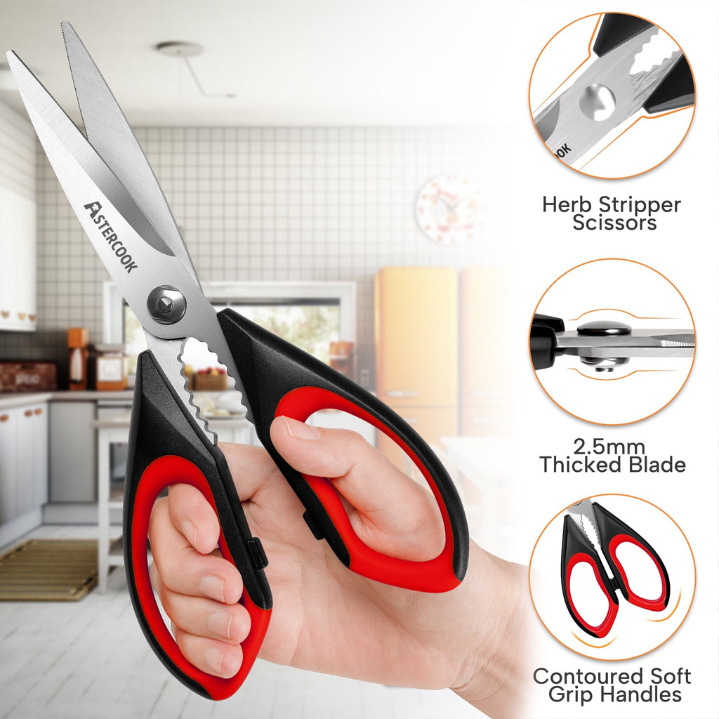 Innovative 2 Pcs Kitchen Scissors, Heavy Duty Shears with Serrated Blade, Ergonomic Handle Food Scissor for Poultry, H... - Kitchen Gadget Tool for Quick Food Prep Detail