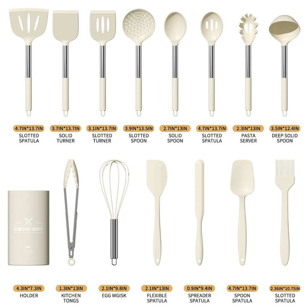 Durable Steel Silicone Cooking Utensil Set, 30 Pcs Kitchen Utensils Set with Stainless Steel Handle, Food Grade Silicone Spatula Se... - Professional Kitchen Tool for Culinary Enthusiasts Detail