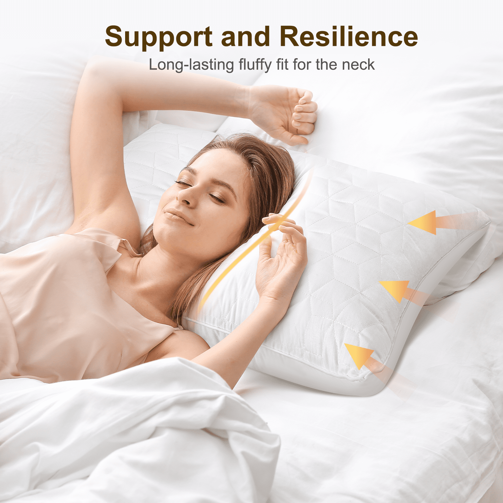 Ergonomic Memory Foam Bed Pillows Queen Size Set of 2, Hotel Gusseted Pillows for Sleeping, Alternative to Down Pillows, Soft Supportive & ... - Orthopedic Shredded Foam Bed Pillow Set Detail