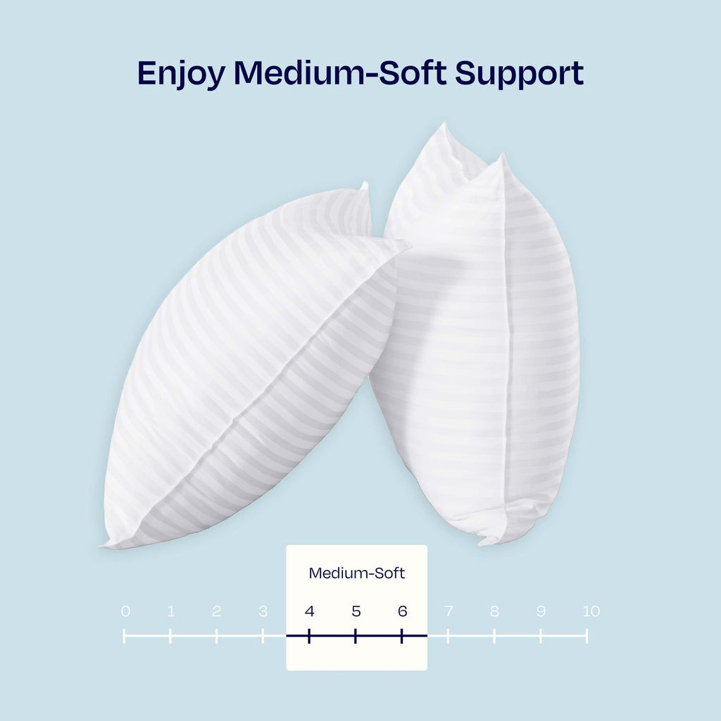 Hotel Collection 2-Pack Comfort Bed Pillows Standard size set of 2 for Sleeping, Pillows, for Back, Stomach or Side Sleepers, 20 x 26 ... - Hotel Quality Plush Sleeping Pillows Detail