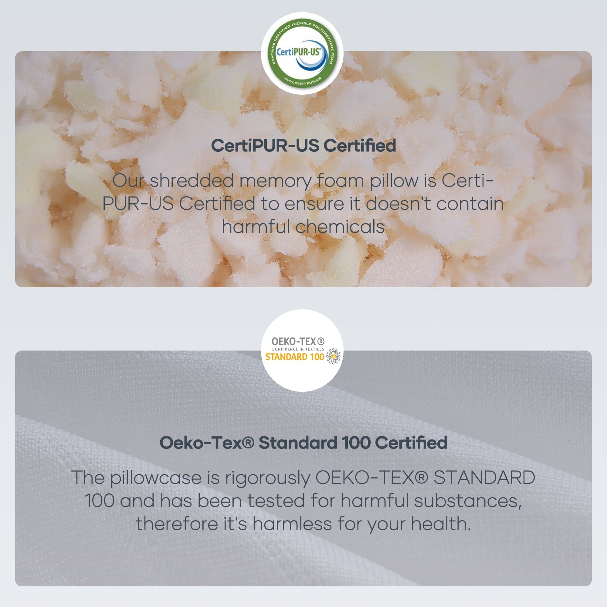Fluffy Shredded Shredded Memory Foam Pillow 2 Pack Pillow for Bed, Side, Back and Stomach Sleepers, CertiPUR-US Certified 28"x20" - Decorative Throw Pillow Cushion for Sofa & Bed Detail