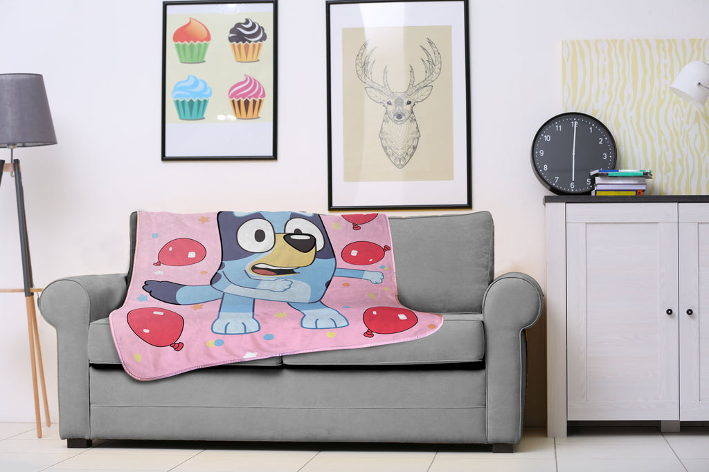 Decorative Knitted Balloon Party 46" x 60" Throw Blanket, Kids, Pink, Microfiber - Lightweight Plush Warm Blanket for All Seasons Detail