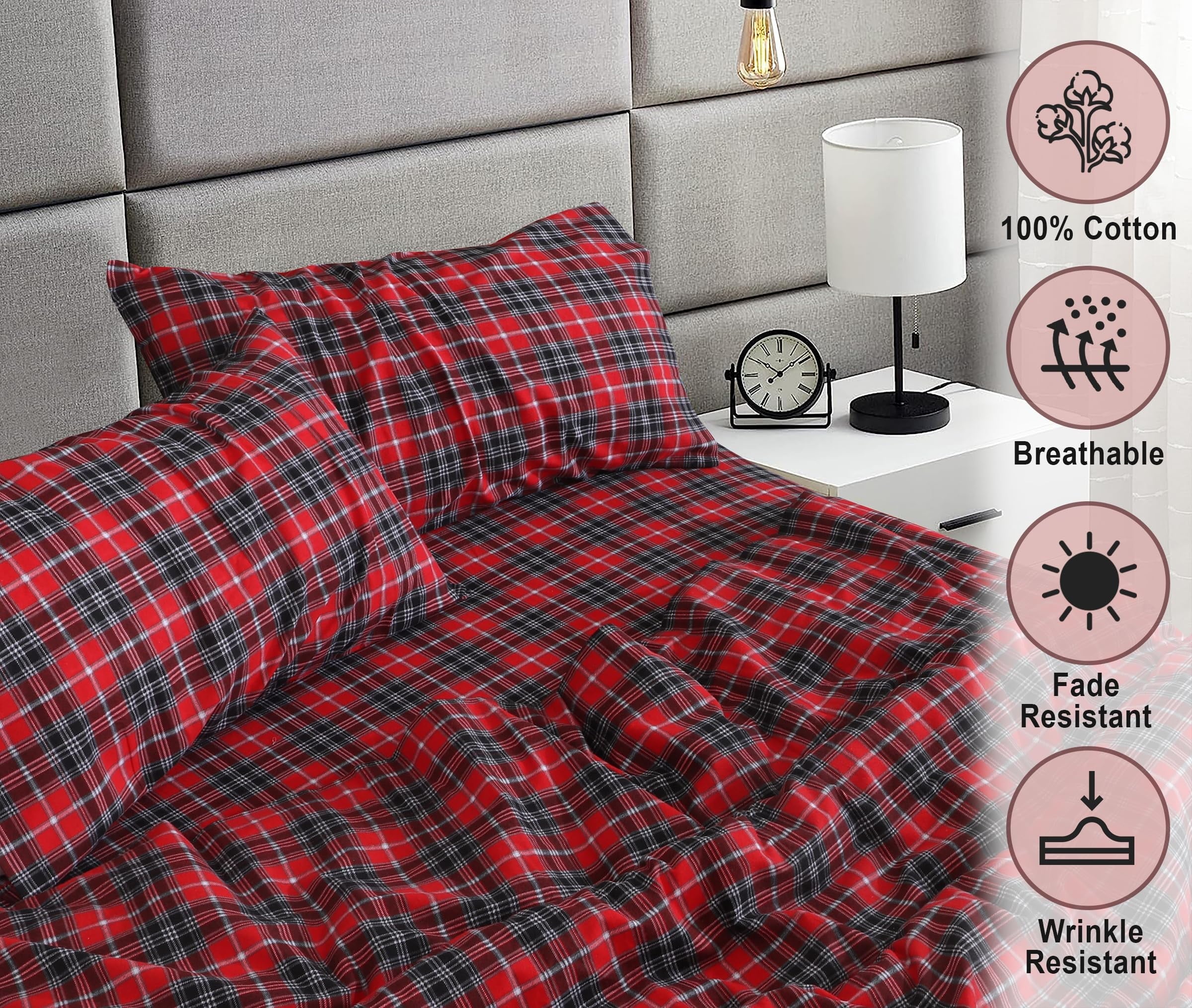 Breathable Luxury Flannel Sheets Queen Size - 100% Cotton Double Brushed Bed Sheets, Deep Pockets 16 Inches Queen Sheet Set, All Season... - Luxury Bed Sheet Set with Deep Pockets Detail