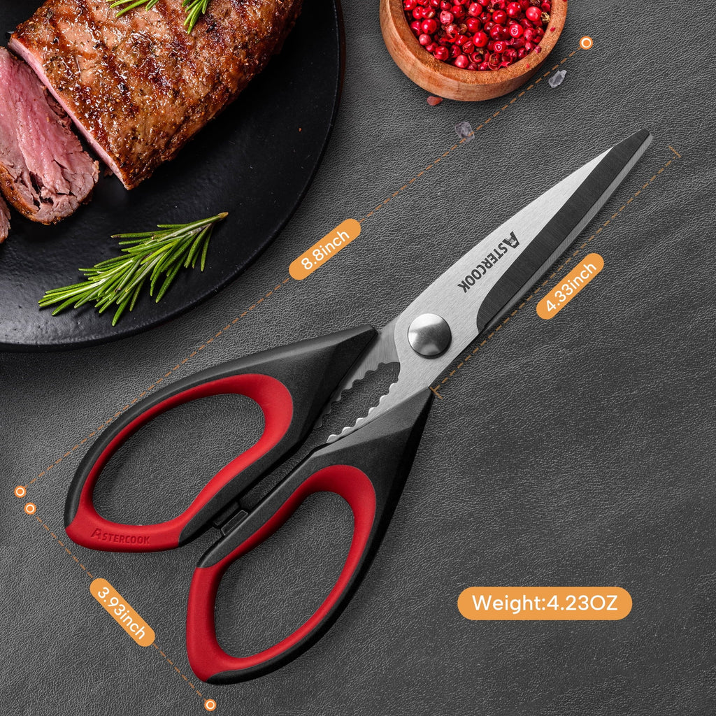 Innovative 2 Pcs Kitchen Scissors, Heavy Duty Shears with Serrated Blade, Ergonomic Handle Food Scissor for Poultry, H... - Kitchen Gadget Tool for Quick Food Prep Detail