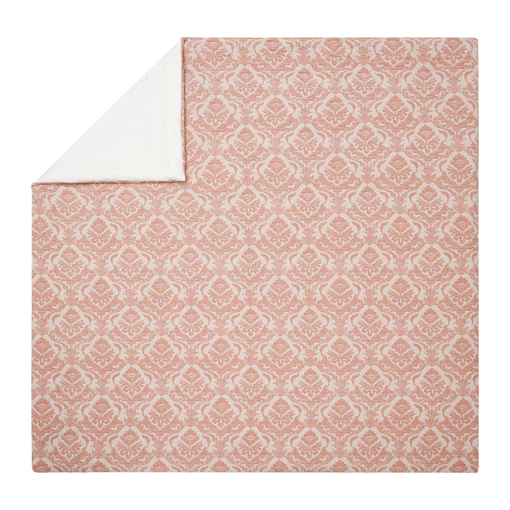 Luxurious Quilted Woven Damask 2-Piece Comforter Set, Blush, Full Queen, All Ages - Hypoallergenic Ultra-Fluffy Quilt for Winter Detail