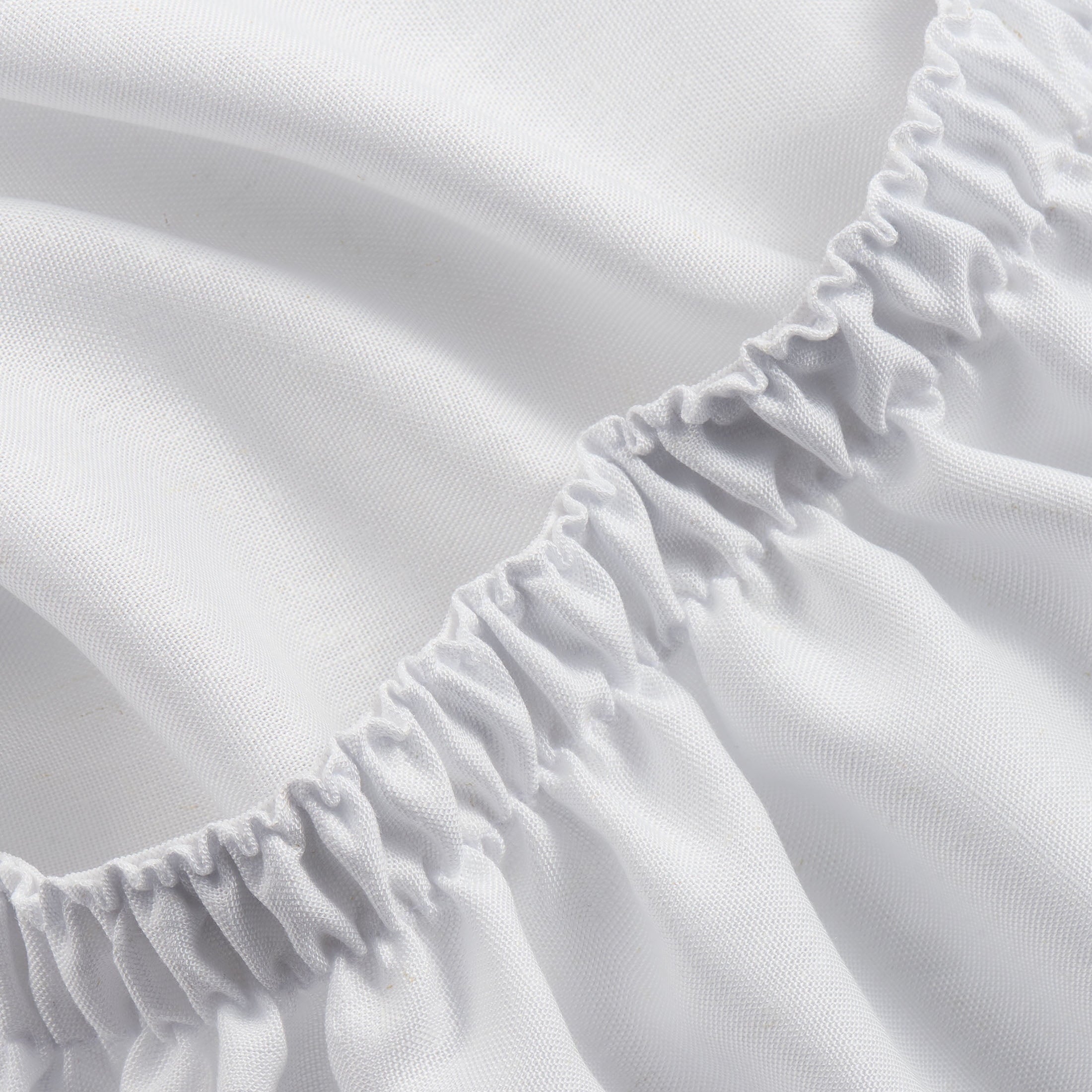 Breathable Luxury 4-Piece White Lyocell & Linen Blend Percale Bed Sheet Set, Queen - Breathable Egyptian Cotton Flat & Fitted Sheets Detail