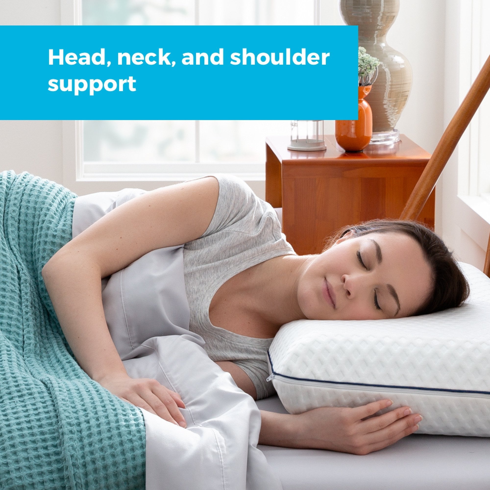 Ergonomic Memory Foam Medium Feel Standard Size Ventilated Gel Memory Foam Bed Pillow with Washable Cover and Temperature Regulating Infusion - Orthopedic Shredded Foam Bed Pillow Set Detail