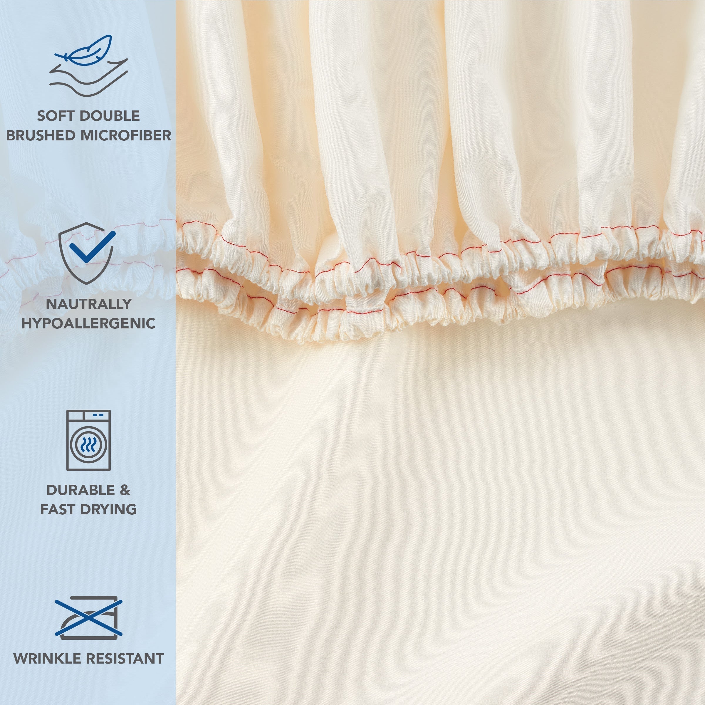 Cooling Sateen Brushed Microfiber Fitted Sheets - Bedding Essentials - Full - (6 Pack) Ivory - Luxury Bed Sheet Set with Deep Pockets Detail