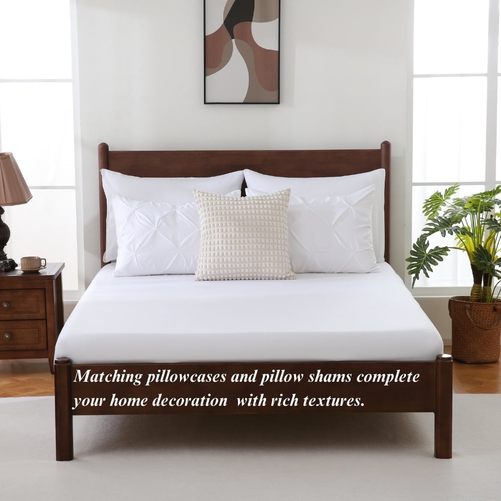 All-Season 7 Pieces Pinch-Pleated Comforter Set, White Queen Size - All-Season Down Alternative Comforter Insert Detail