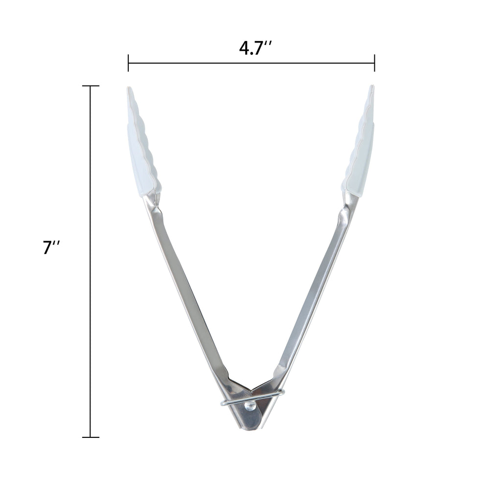 Durable Steel Stainless Steel and Silicone Mini Food Tongs Grey - High-Precision Culinary Tool for Baking & Cooking Detail