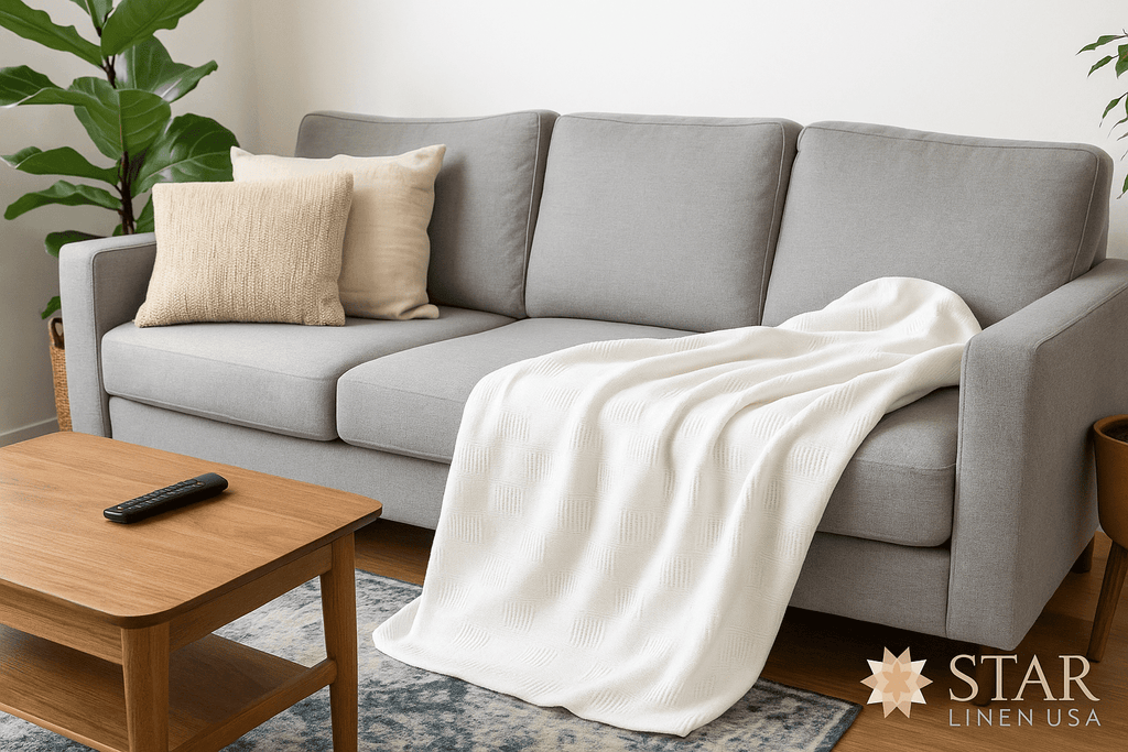 Decorative Knitted Hospital Thermal Blanket Throw Snag Free | 100% Cotton | Twin 66"x90" | White (1) - Cozy Fleece Throw Blanket for Couch & Bed Detail