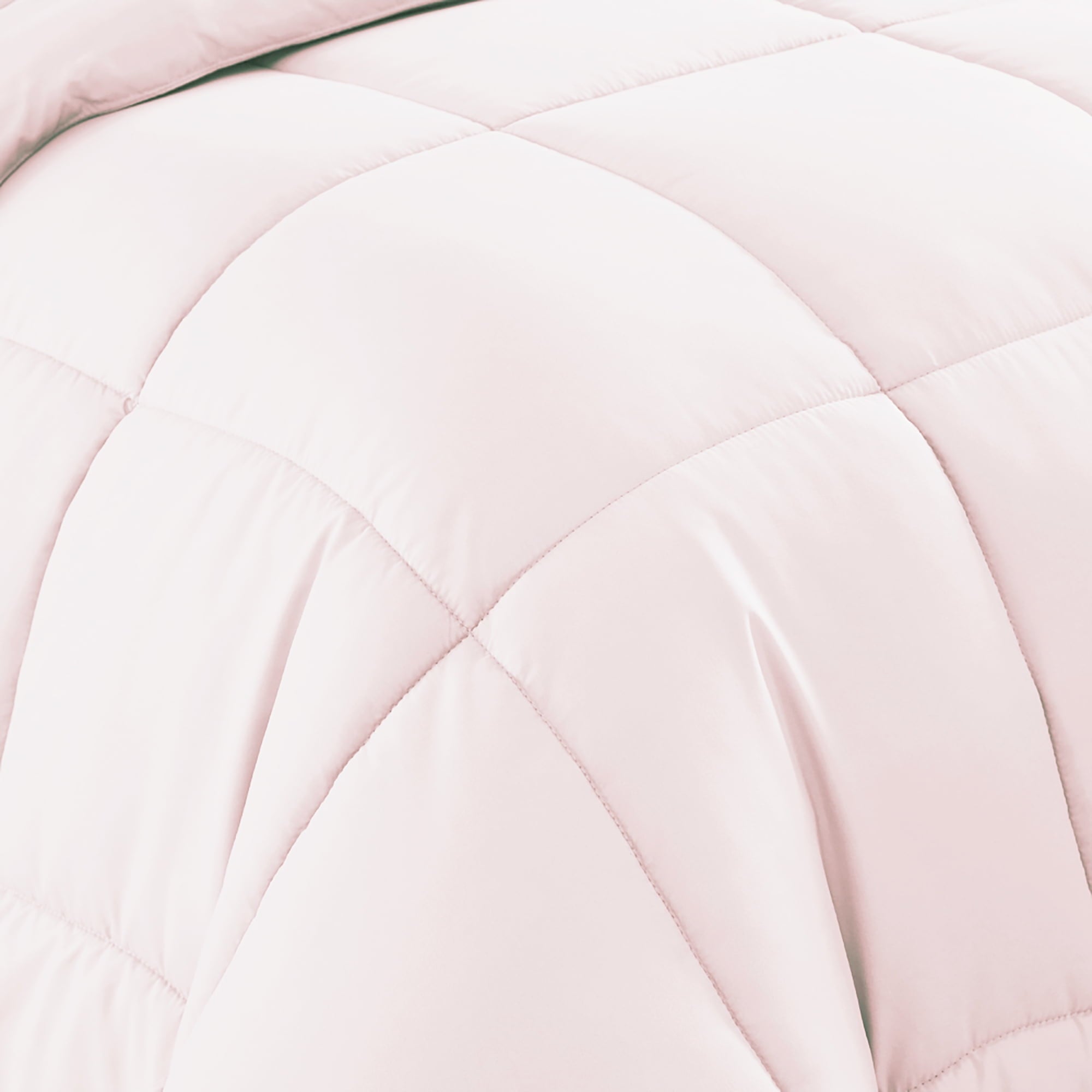 Luxurious Quilted Supreme 7 Piece Bed-In-A-Bag All Season Solid Comforter & Sheet Set, Full, Pale Pink - Cloud-Like Soft Lightweight Bed Comforter Detail