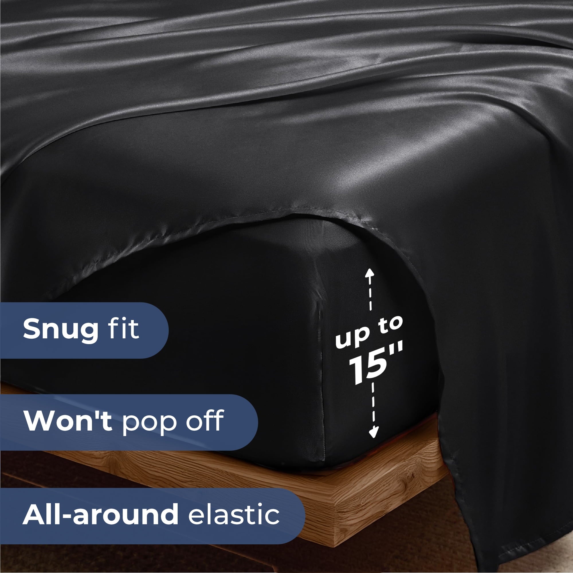 Premium Egyptian Cotton Set, Queen, Silky Bed s, 4 Pieces,Black - Cooling Hotel Quality Bedding Sheets and Pillowcases Detail