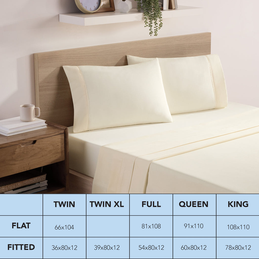 Cooling Sateen Brushed Microfiber Fitted Sheets - Bedding Essentials - Full - (6 Pack) Ivory - Luxury Bed Sheet Set with Deep Pockets Detail