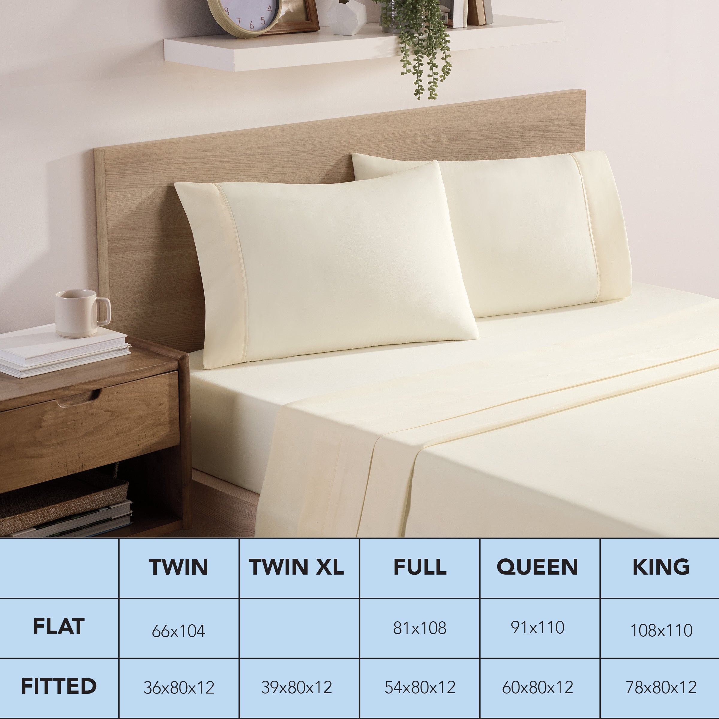 Cooling Sateen Brushed Microfiber Fitted Sheets - Bedding Essentials - Full - (6 Pack) Ivory - Luxury Bed Sheet Set with Deep Pockets Detail
