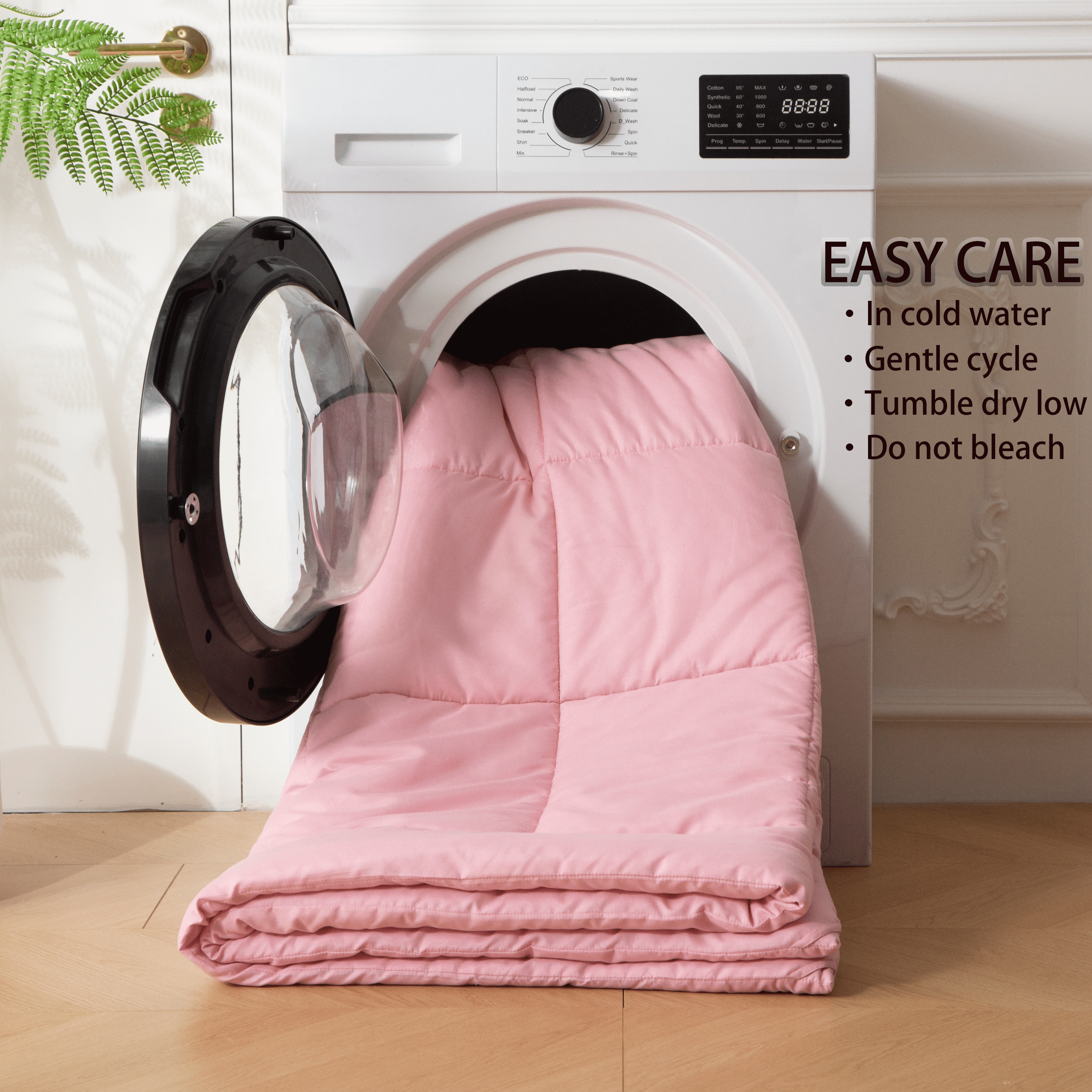 Heavyweight Warmth 7-Piece Queen Size Comforter Set,Pink Reversible Bed in a Bag,All Season Solid Bedding Set with Sheets,Pillowcases & ... - Hypoallergenic Ultra-Fluffy Quilt for Winter Detail