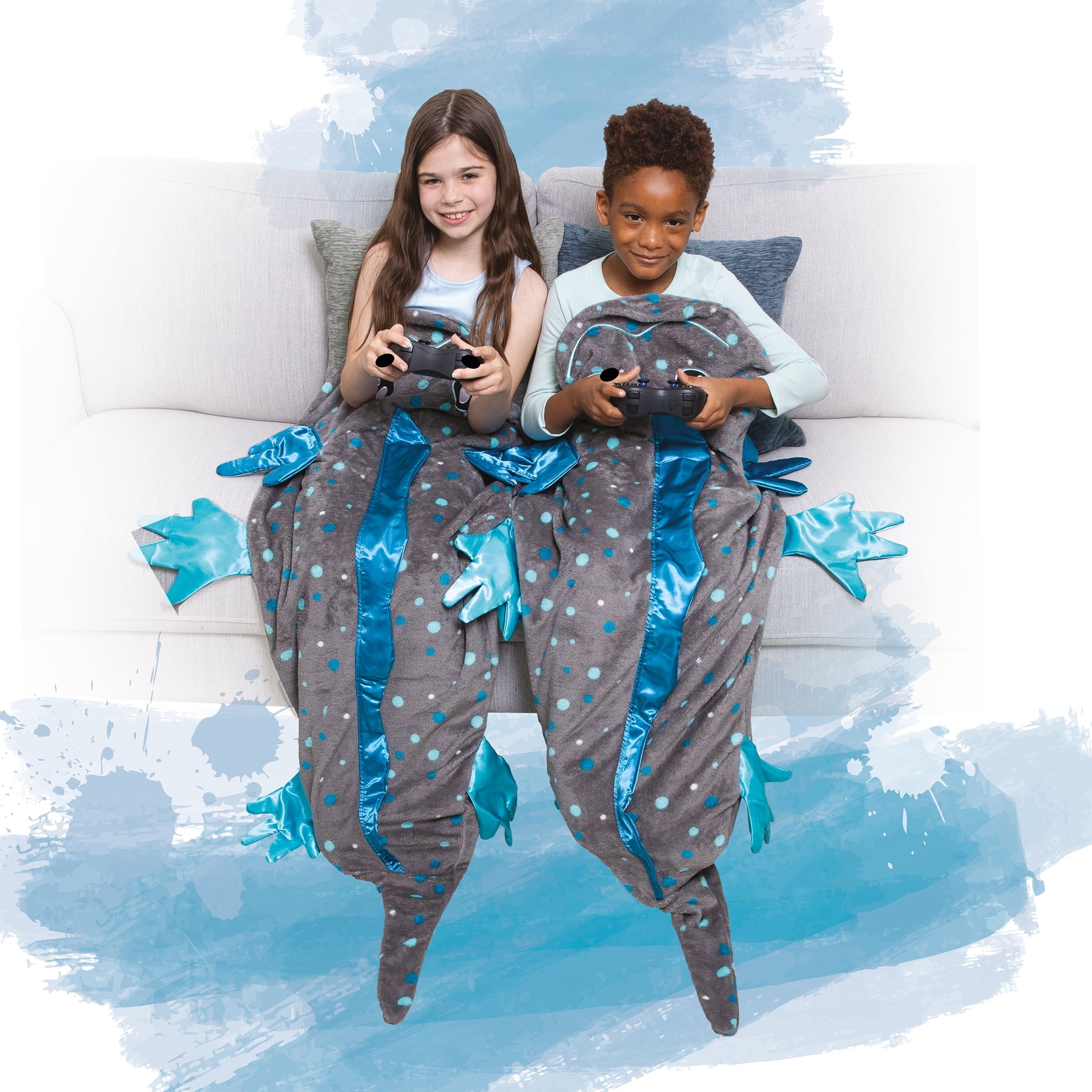 Cozy Fleece Tails, The Original Wearable Blanket with Sleeves, Super Soft Throw Fleece, Axolotl, Ages 5+ - Cozy Fleece Throw Blanket for Couch & Bed Detail