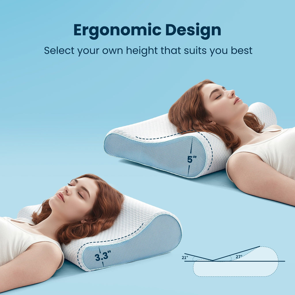 Ergonomic Memory Foam Standard Cooling Memory Foam Pillow, Ergonomic Adjustable Orthopedic Contour Bed Pillows Neck Support for Side Back S... - Decorative Throw Pillow Cushion for Sofa & Bed Detail