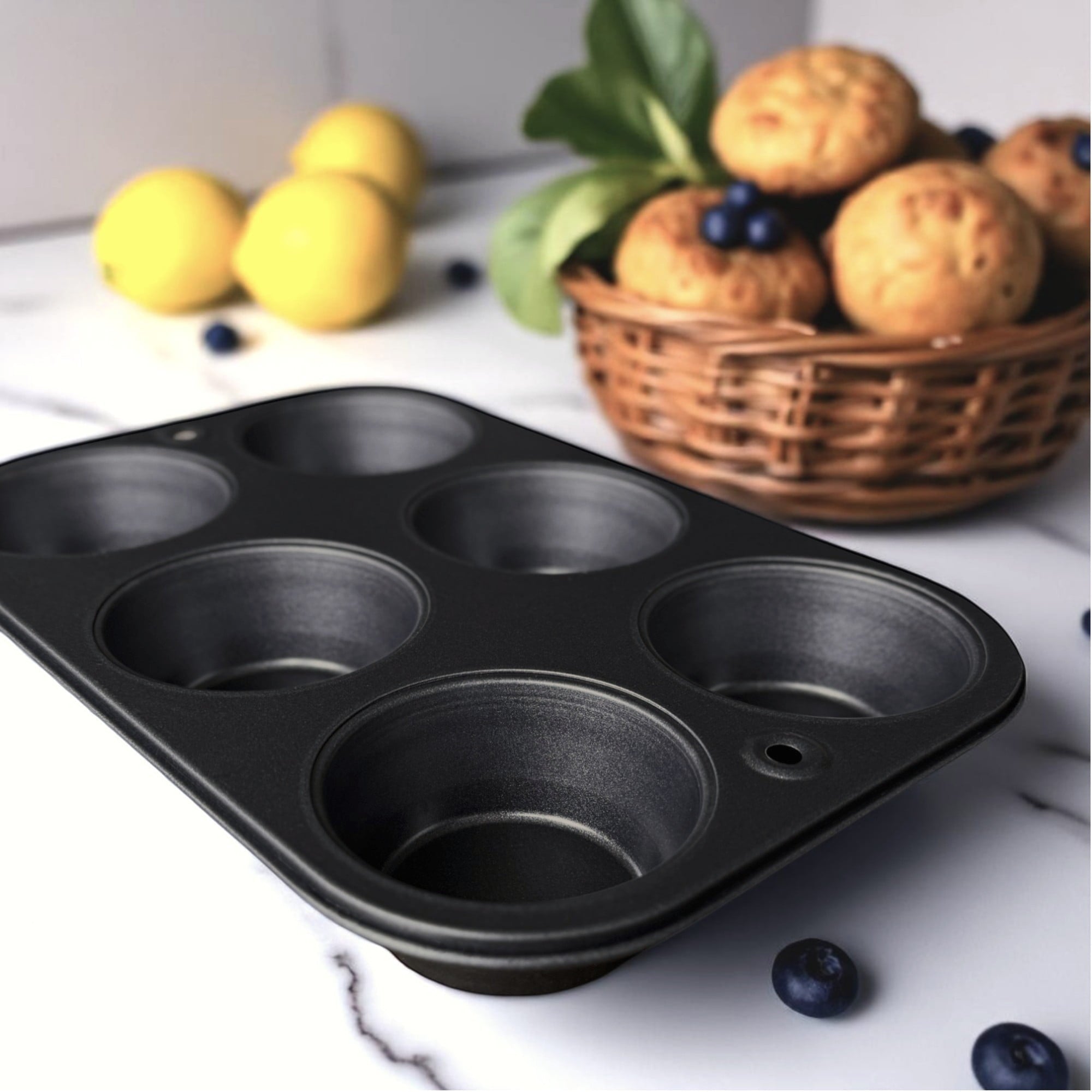 Innovative 6-Cup Nonstick Steel Muffin Pan, 2.9" Cup, Gray, 1 Count - Kitchen Gadget Tool for Quick Food Prep Detail