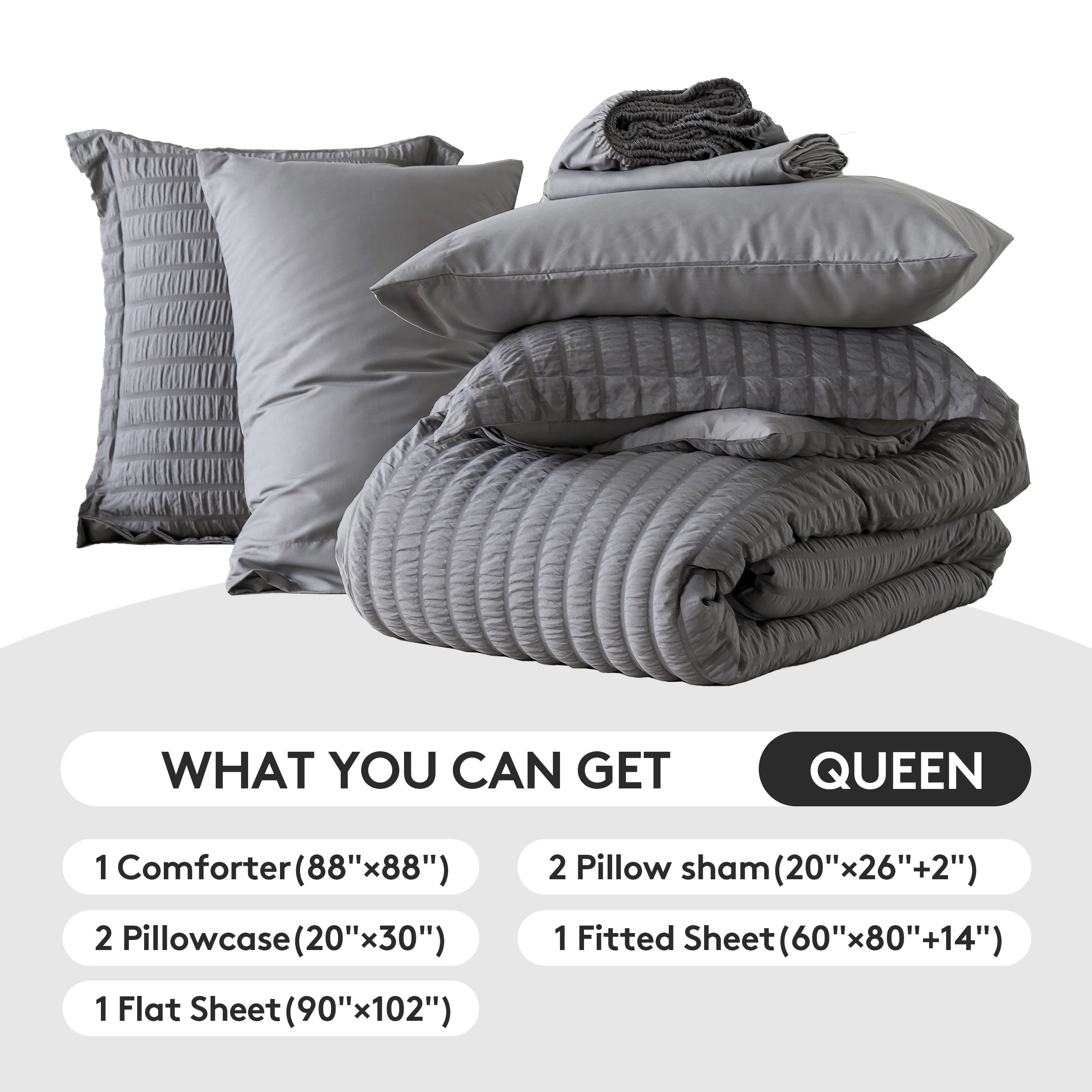 All-Season 7 Piece Queen Comforter Set, Bed in a Bag with Sheets, Pillowcases & Shams, All Season Soft Bedding, Cozy and Lightwe... - Luxurious Quilted Duvet Cover Set Detail
