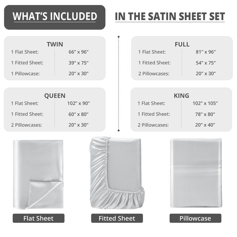 Breathable Luxury Lux Decor Luxury Satin Sheets King Size - 4 Piece Cooling Bed Sheet Set, Silky Soft & Smooth, Deep Pockets up to 15",... - Cooling Hotel Quality Bedding Sheets and Pillowcases Detail