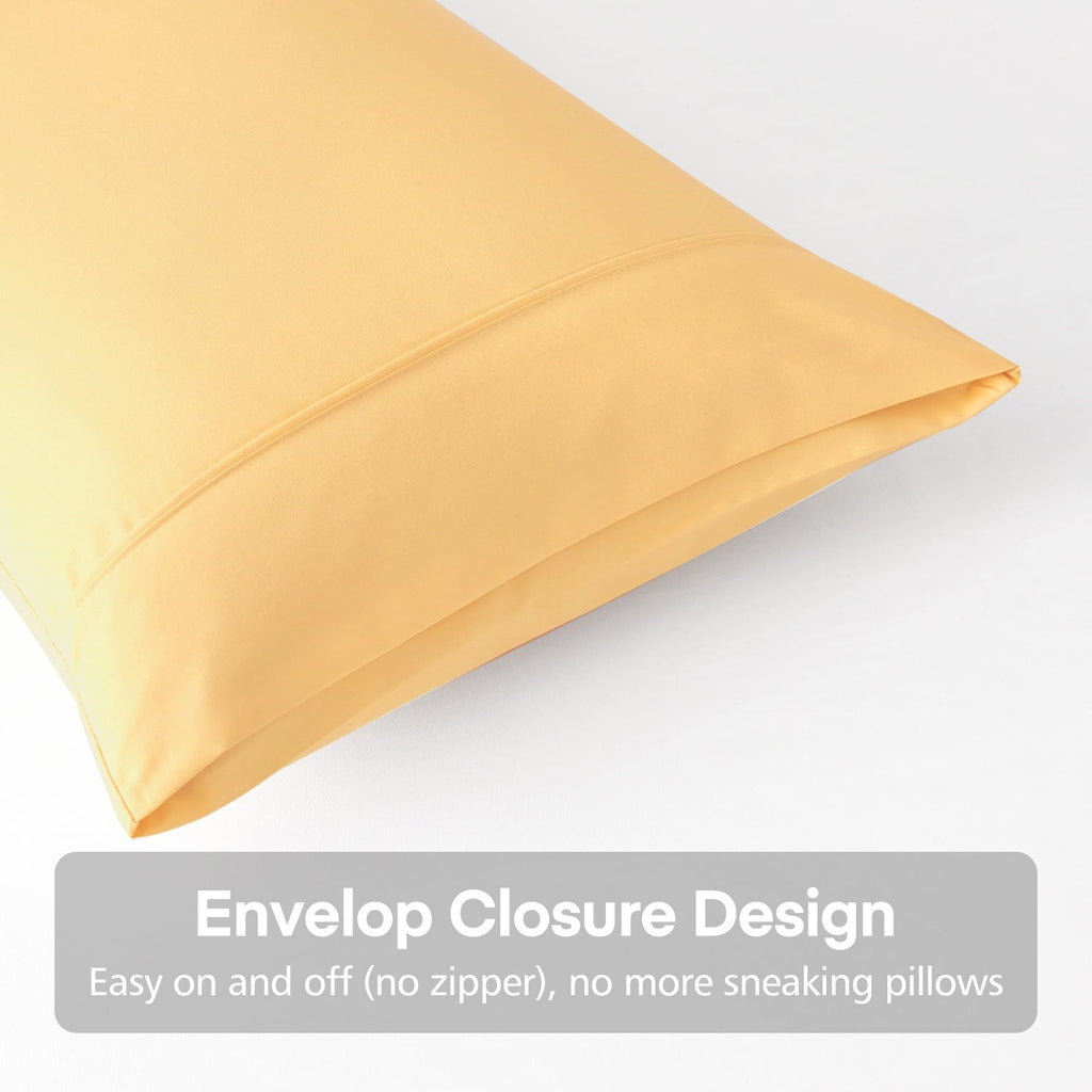 Orthopedic Support Solid Print Pillow Cases, King, Beige, 2-Pieces - Orthopedic Shredded Foam Bed Pillow Set Detail