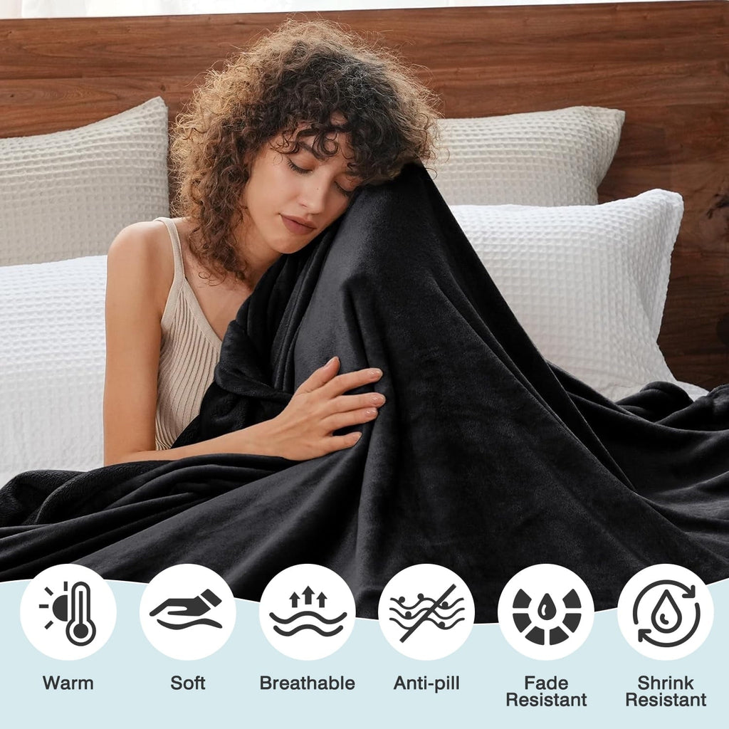 Reversible Sherpa Throw Size Blanket, Luxury Plush Cozy Fuzzy Fleece Blanket, Super Soft Warm Big Lightweight Throw Blanket All Seasons... - Lightweight Plush Warm Blanket for All Seasons Detail