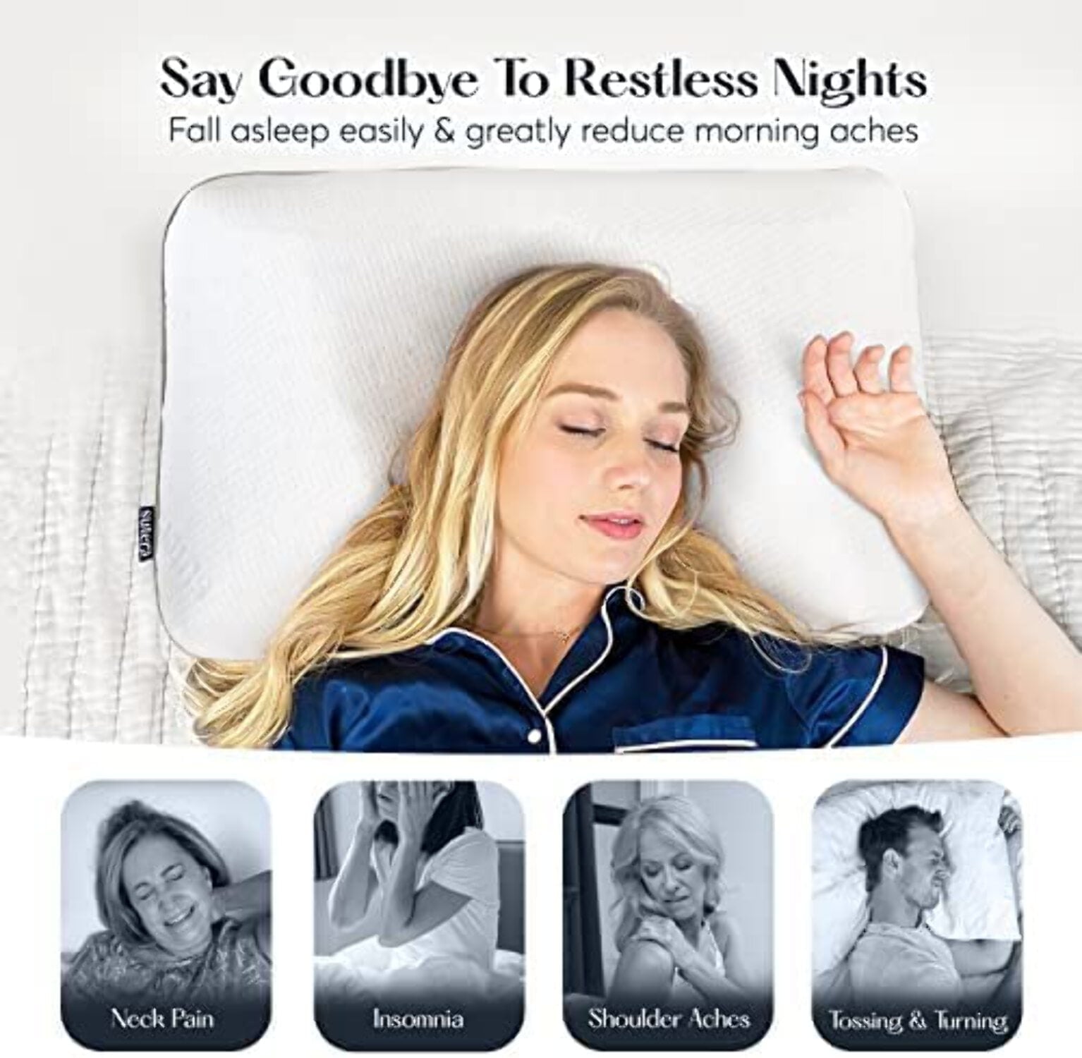 Orthopedic Support Plush Zen Bed Pillow, Lavender Scented Cooling Adaptive Memory Foam Queen - Hotel Quality Plush Sleeping Pillows Detail