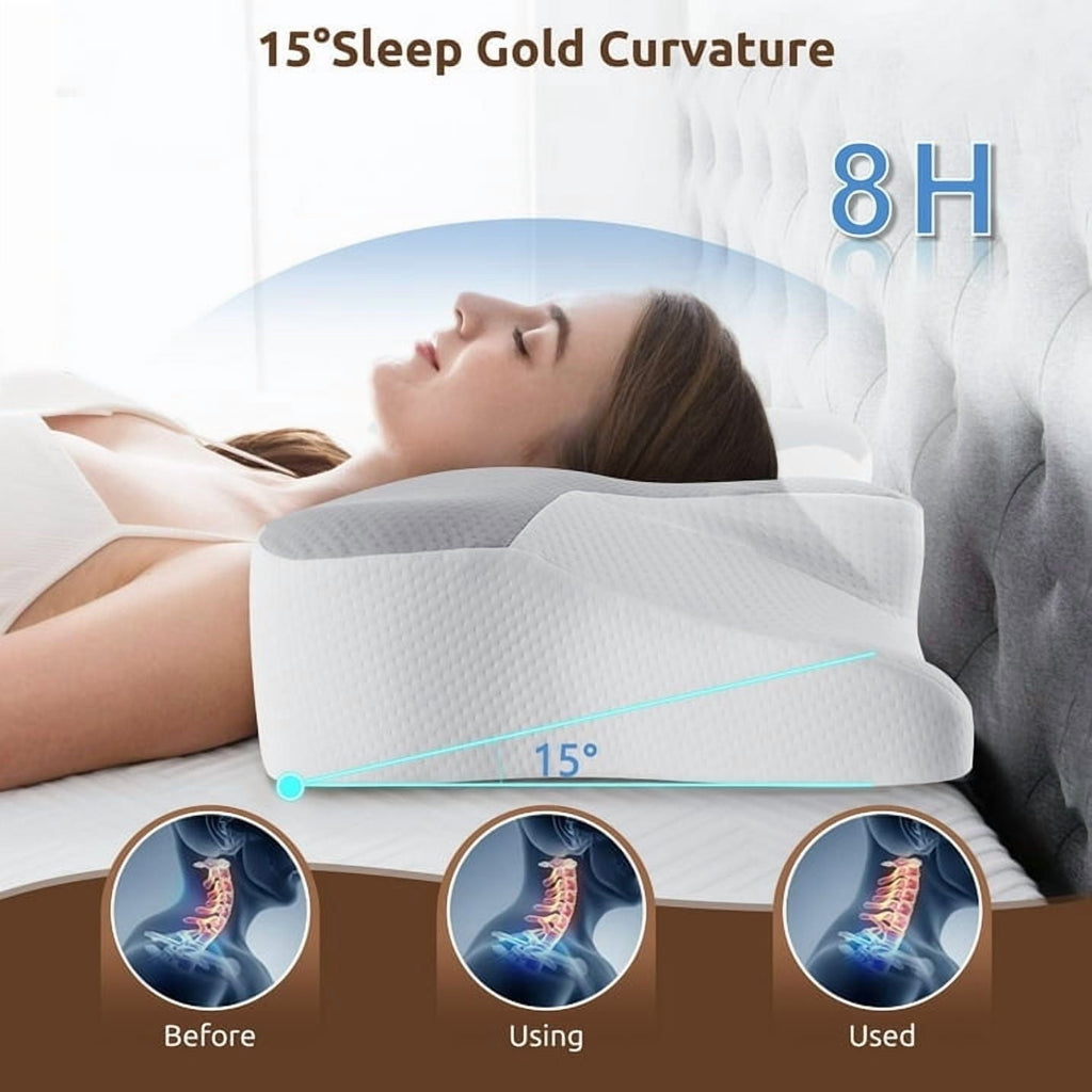 Decorative Plump Cervical Pillow for Sleeping Memory Foam Neck Pain Relief Contour Orthopedic Ergonomic Pillows for Women Side Sleeper... - Hotel Quality Plush Sleeping Pillows Detail